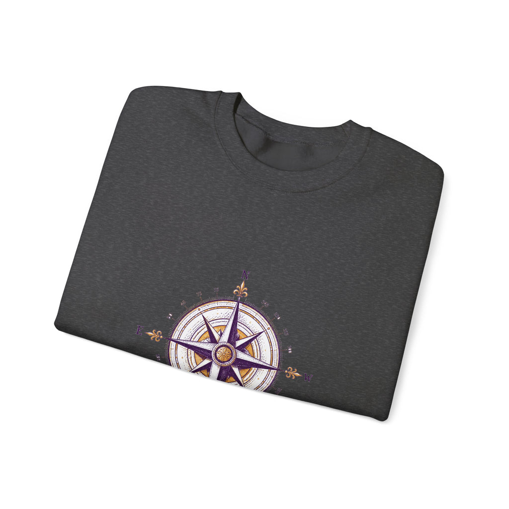 Matching Couple Sweatshirt - Compass North & South Matching Couple Comfort Colors Crew Hand-Drawn Art His Hers Anniversary Gift - Design B