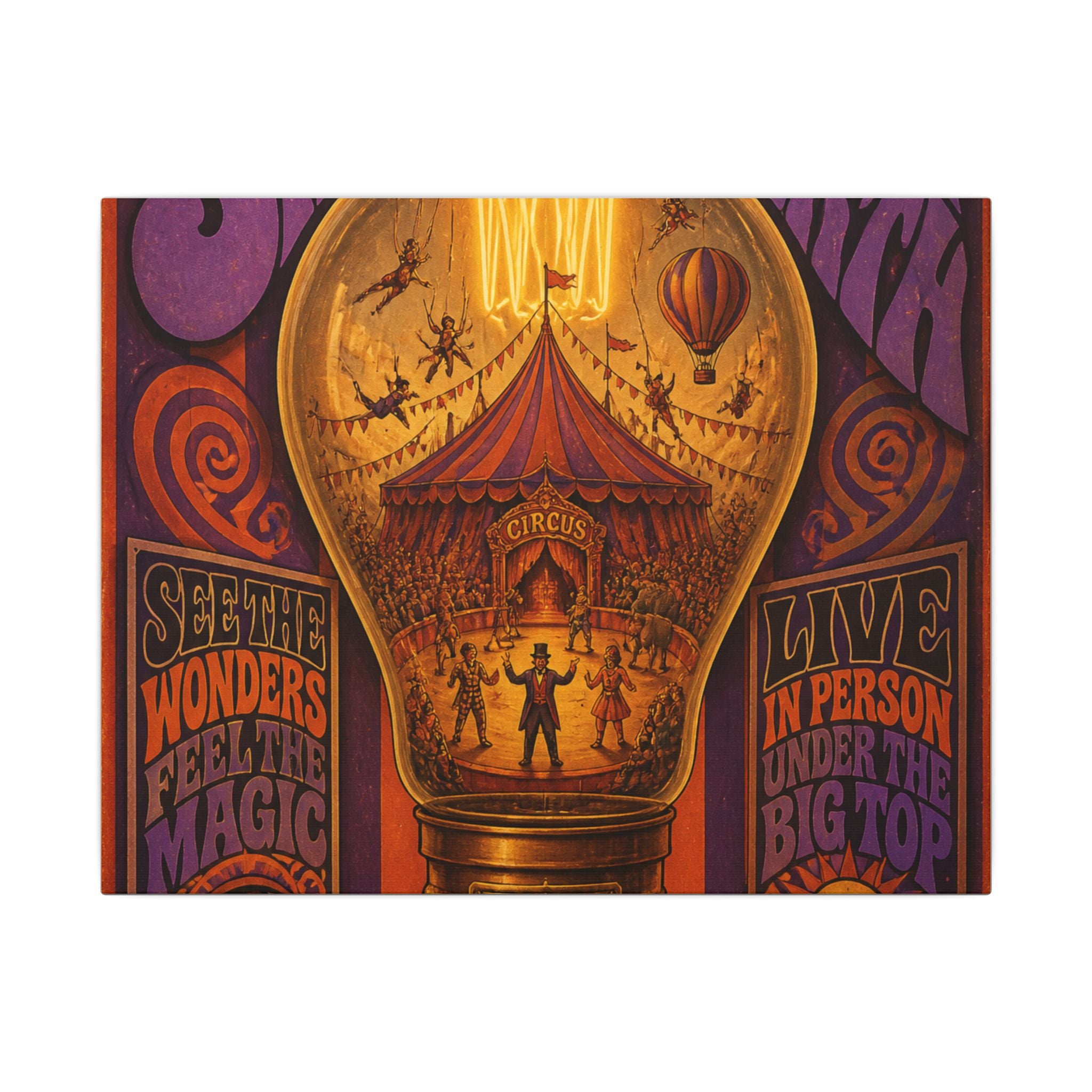 Light Bulb Circus Wall Art Canvas 24×36 Psychedelic Dining Room Decor Maximalist Print
