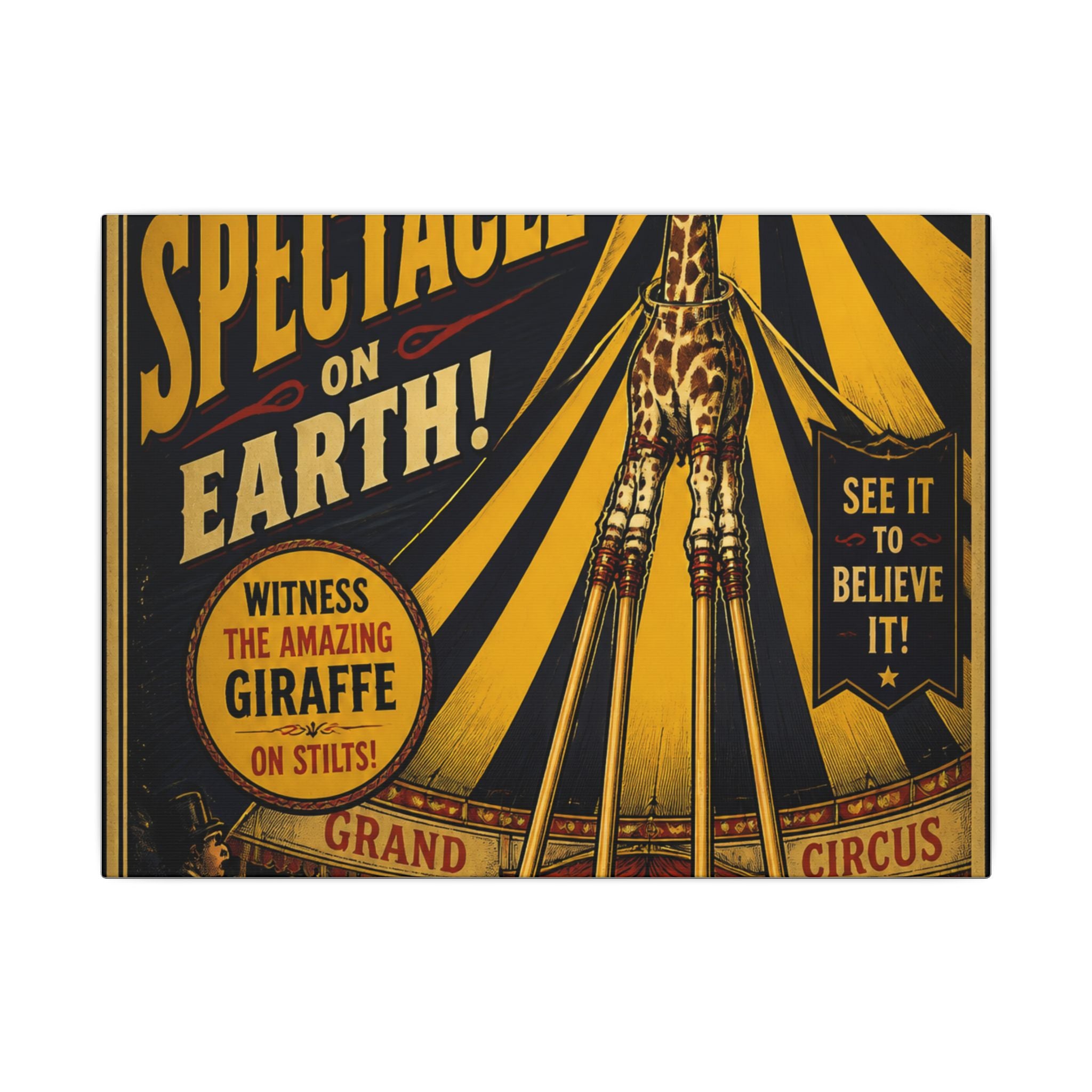 Giraffe on Stilts Wall Art Canvas 16×20 Vintage Circus Kitchen Decor Maximalist Print