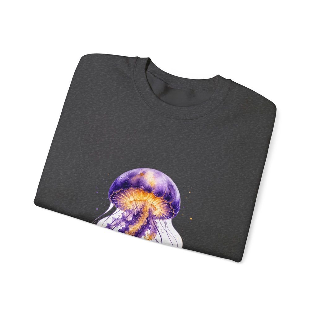 Matching Couple Sweatshirt - Octopus & Jellyfish Matching Couple Comfort Colors Crew Watercolor Art His Hers Birthday Gift - Design B