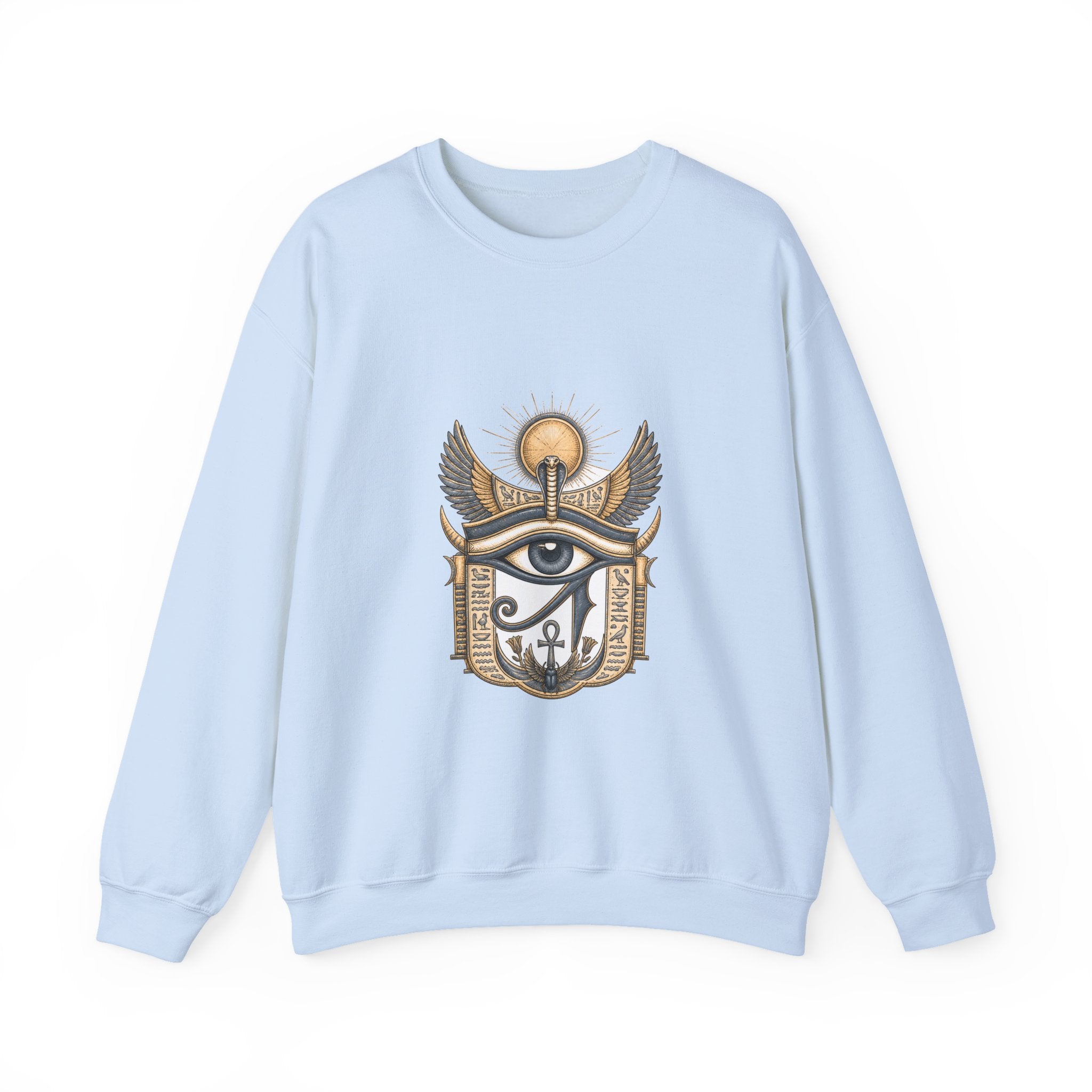 Matching Couple Sweatshirt - Eye of Ra & Horus Matching Couple Crewneck Sweatshirt Hand-Drawn Art His Hers Best Friend Gift - Design A