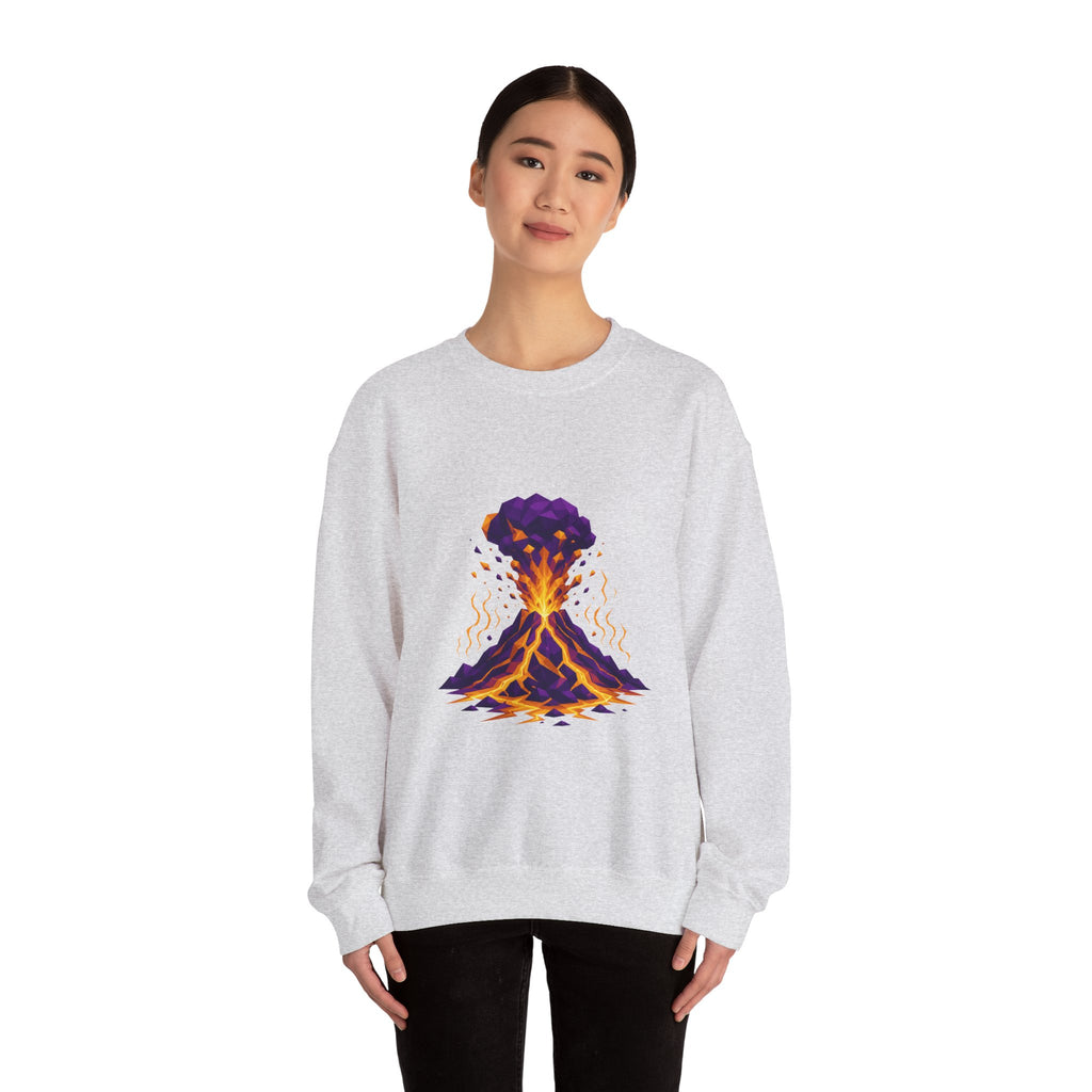 Matching Couple Sweatshirt - Volcano & Glacier Matching Couple Crewneck Sweatshirt Geometric Art His Hers Couple Gift - Design A