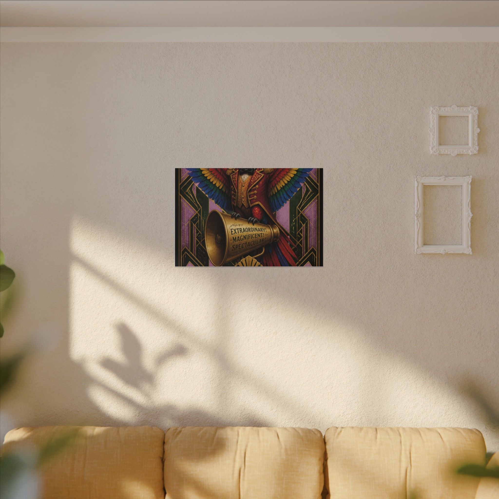 Parrot Ringmaster Wall Art Canvas 16×20 Art Deco Entryway Decor Maximalist Print