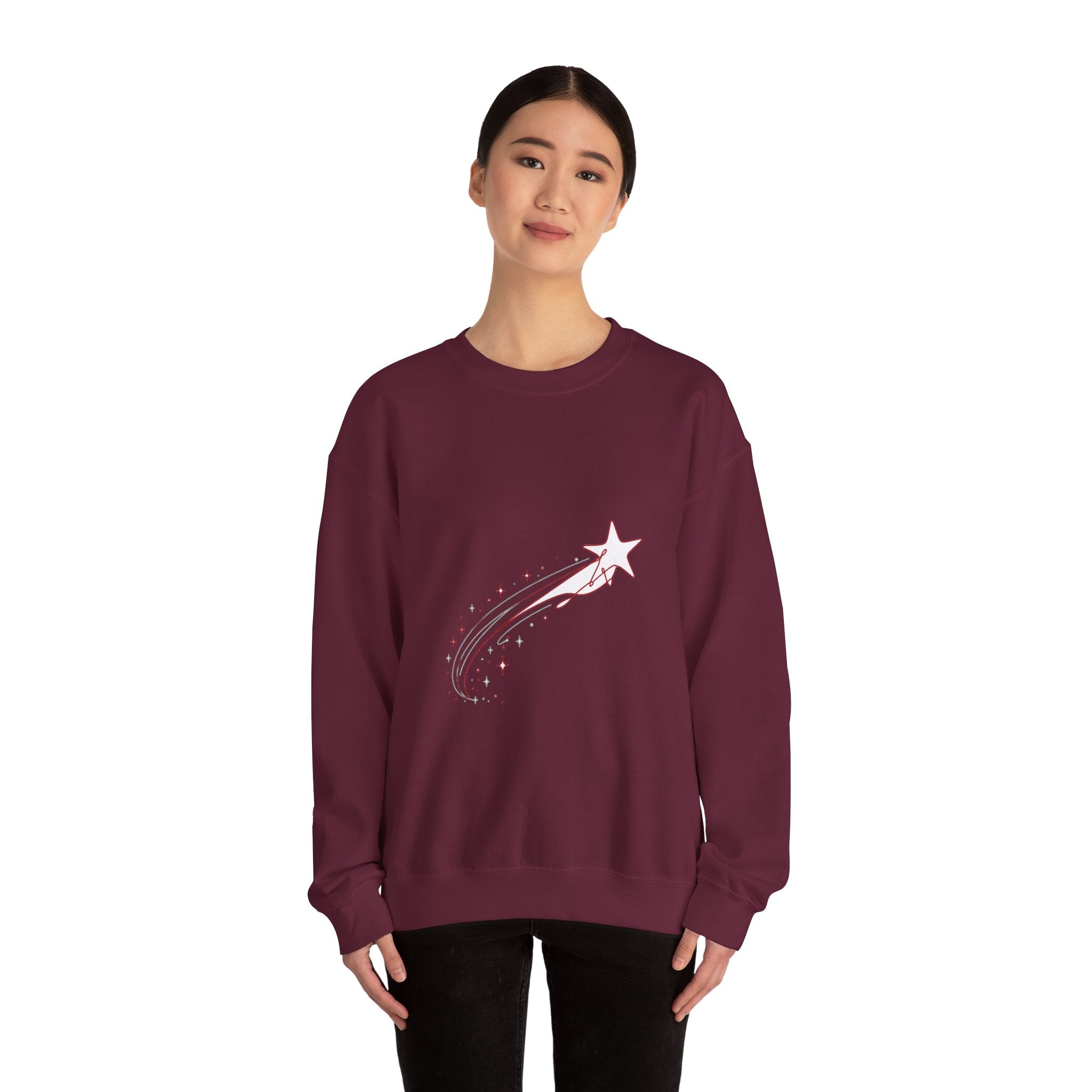Matching Couple Sweatshirt - Shooting Star & North Star Matching Couple Crewneck Sweatshirt Minimalist Art His Hers Valentine Gift - Design A