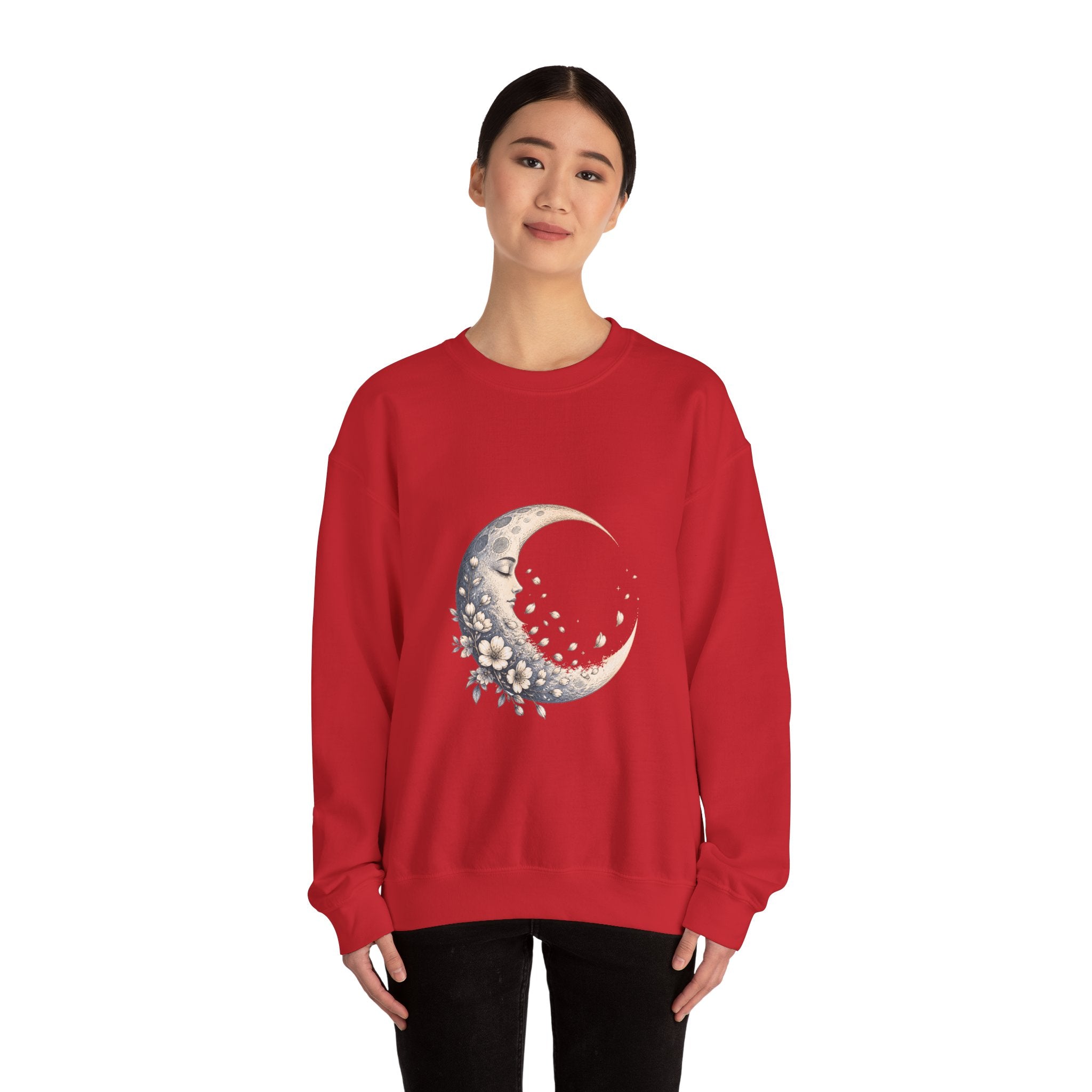 Matching Couple Sweatshirt - Waxing & Waning Moon Matching Couple Premium Fleece Sweatshirt Hand-Drawn Art His Hers Anniversary Gift - Design B