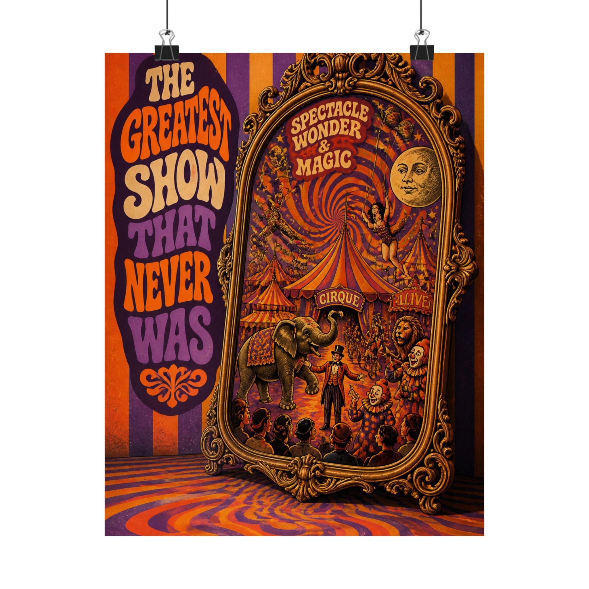 Vintage Mirror Circus Wall Art Poster 18×24 Psychedelic Cafe Decor Maximalist Print