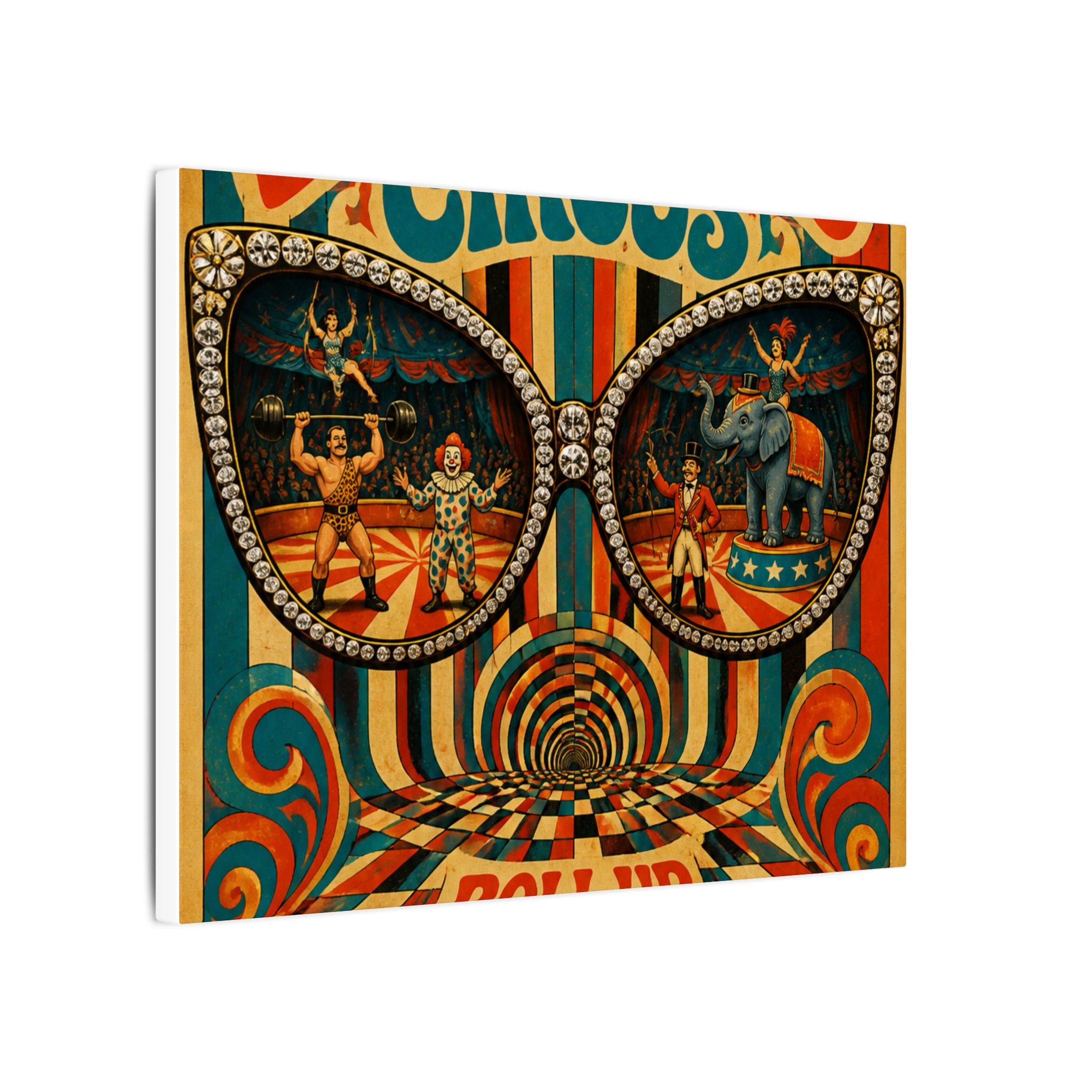 Sunglasses Circus Ring Wall Art Canvas 16×20 Psychedelic Cafe Decor Maximalist Print