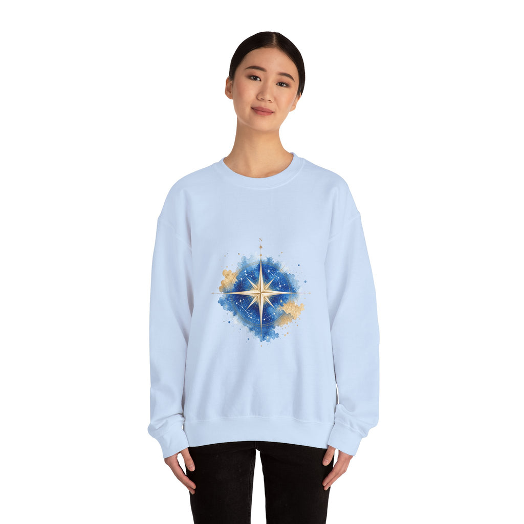 Matching Couple Sweatshirt - Shooting Star & North Star Matching Couple Premium Fleece Sweatshirt Watercolor Art His Hers Birthday Gift - Design B