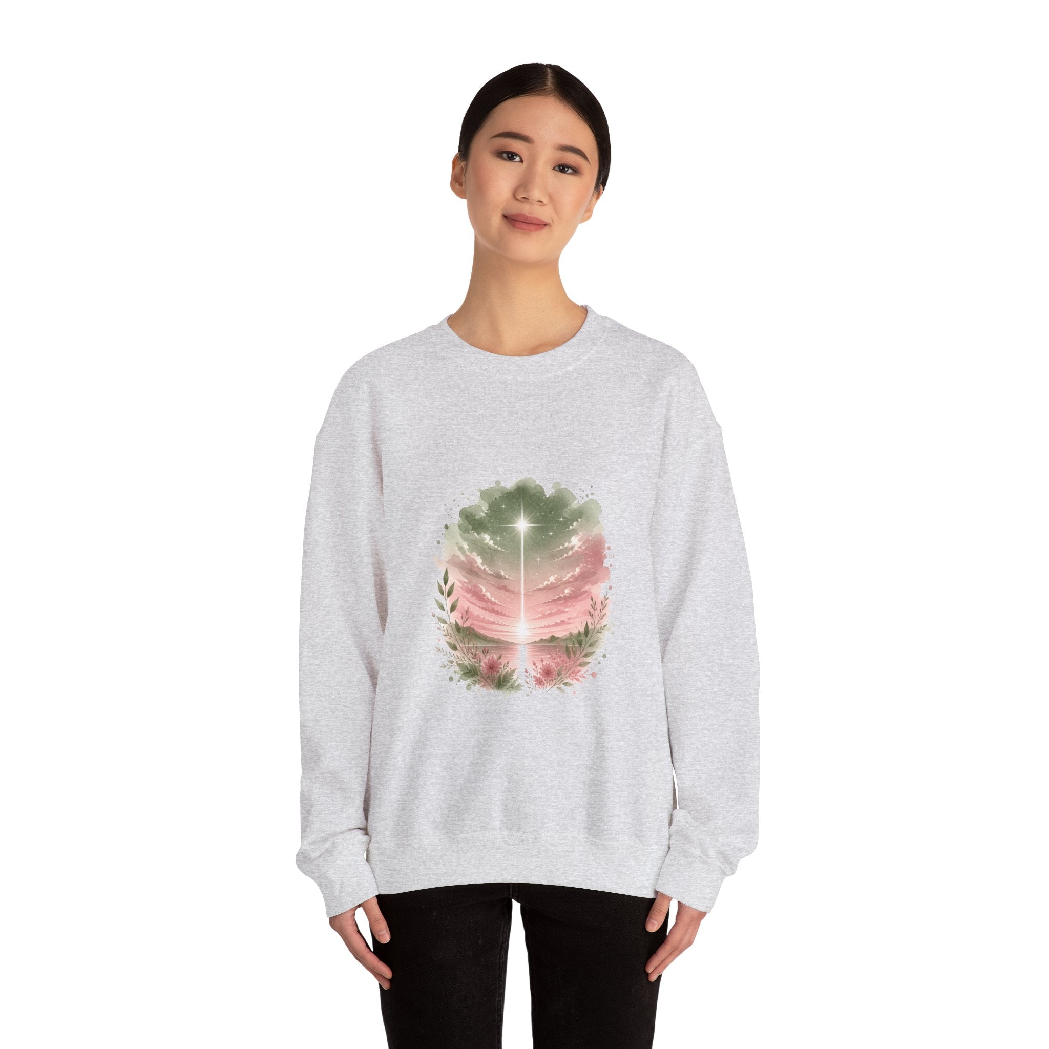Matching Couple Sweatshirt - Evening & Morning Star Matching Couple Comfort Colors Crew Watercolor Art His Hers Birthday Gift - Design A