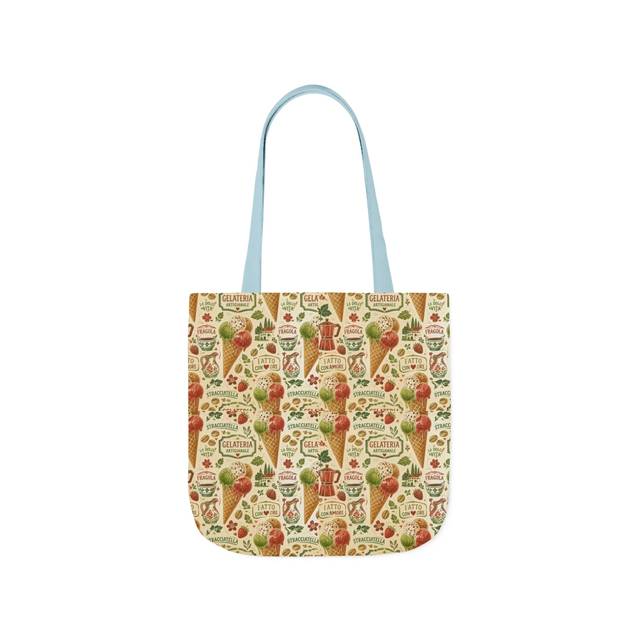Gelato Scoops Canvas Tote Bag Mediterranean Kitchen Linocut Design Italian Cottagecore Gift