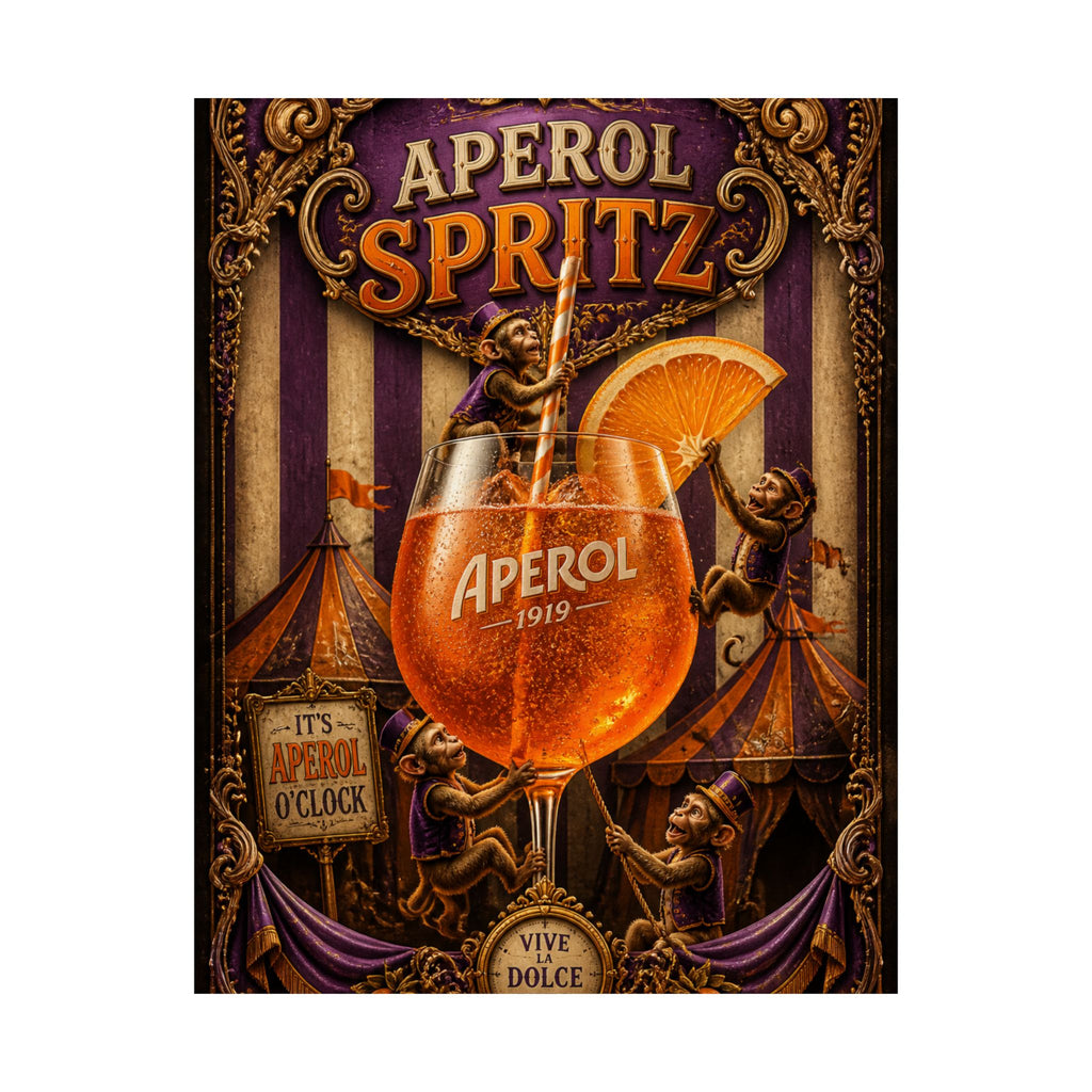 Aperol Spritz Monkeys Wall Art Poster 24×36 Baroque Studio Decor Maximalist Print