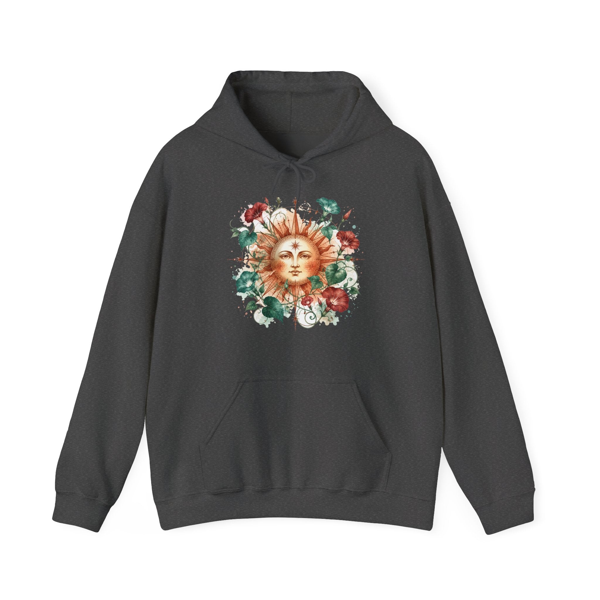 Matching Couple Sweatshirt - Sun & Moon Matching Couple Hooded Sweatshirt Watercolor Art His Hers Engagement Gift - Design B