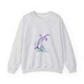 Matching Couple Sweatshirt - Shark & Dolphin Matching Couple Premium Fleece Sweatshirt Watercolor Art His Hers Birthday Gift - Design B