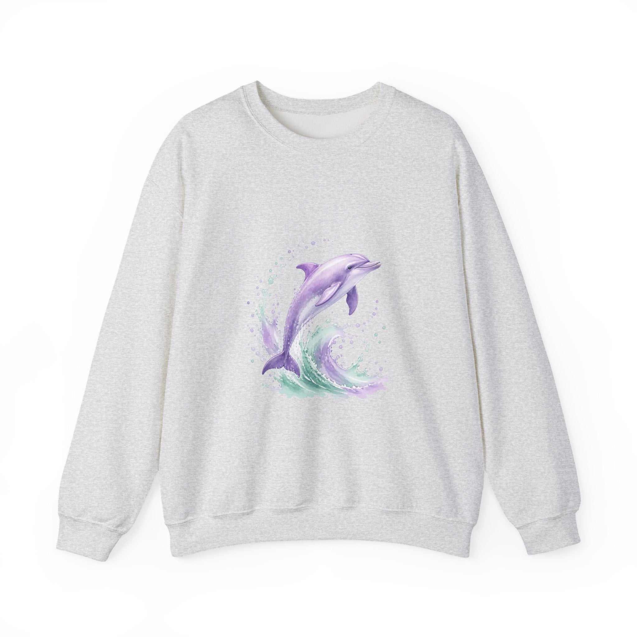 Matching Couple Sweatshirt - Shark & Dolphin Matching Couple Premium Fleece Sweatshirt Watercolor Art His Hers Birthday Gift - Design B