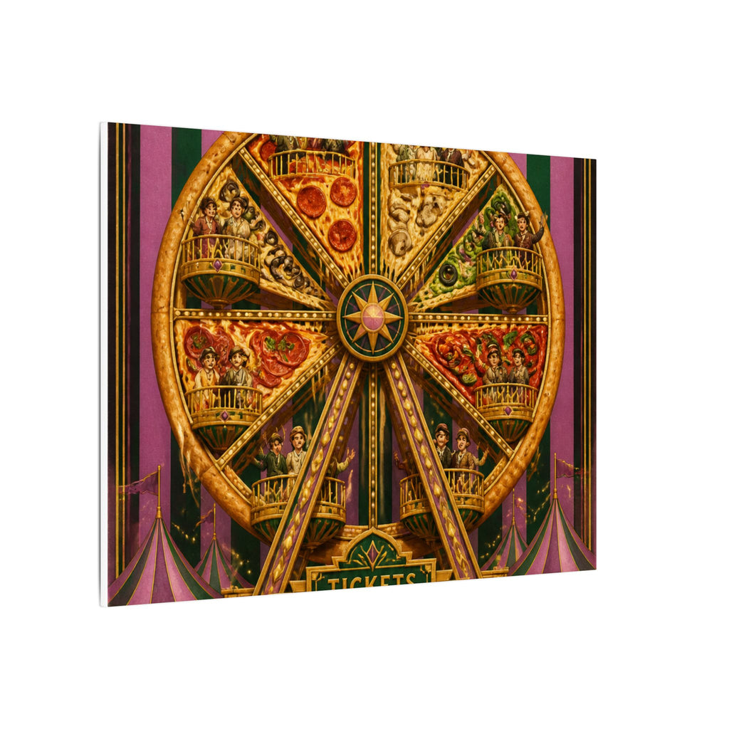 Pizza Ferris Wheel Wall Art Canvas 24×36 Art Deco Bar Area Decor Maximalist Print