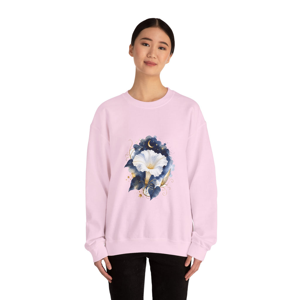 Matching Couple Sweatshirt - Sunflower & Moonflower Matching Couple Premium Fleece Sweatshirt Watercolor Art His Hers Birthday Gift - Design B