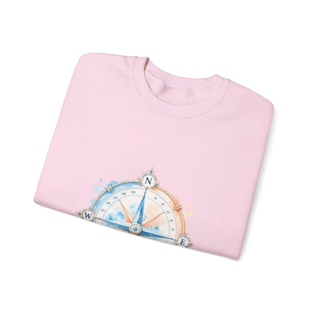 Matching Couple Sweatshirt - Compass North & South Matching Couple Premium Fleece Sweatshirt Watercolor Art His Hers Birthday Gift - Design A