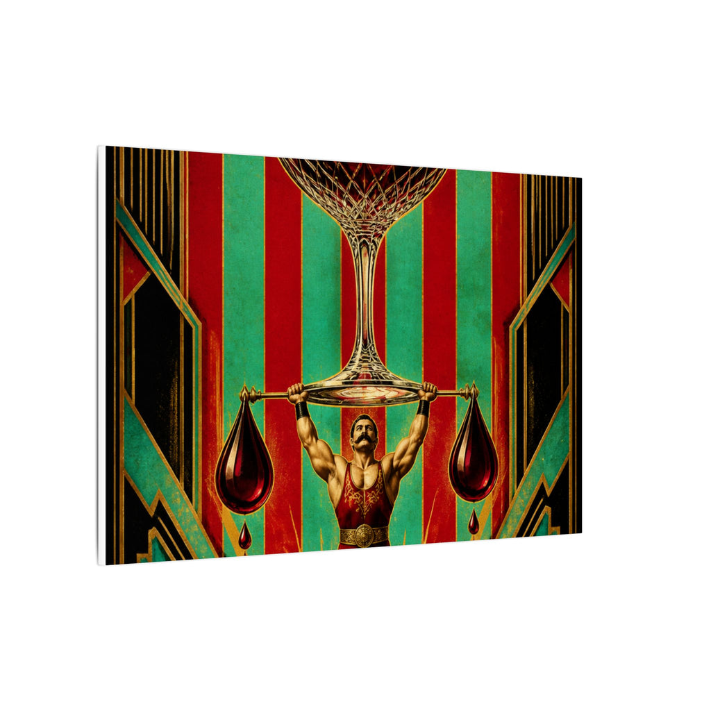 Wine Glass Strongman Wall Art Canvas 24×36 Art Deco Bar Area Decor Maximalist Print