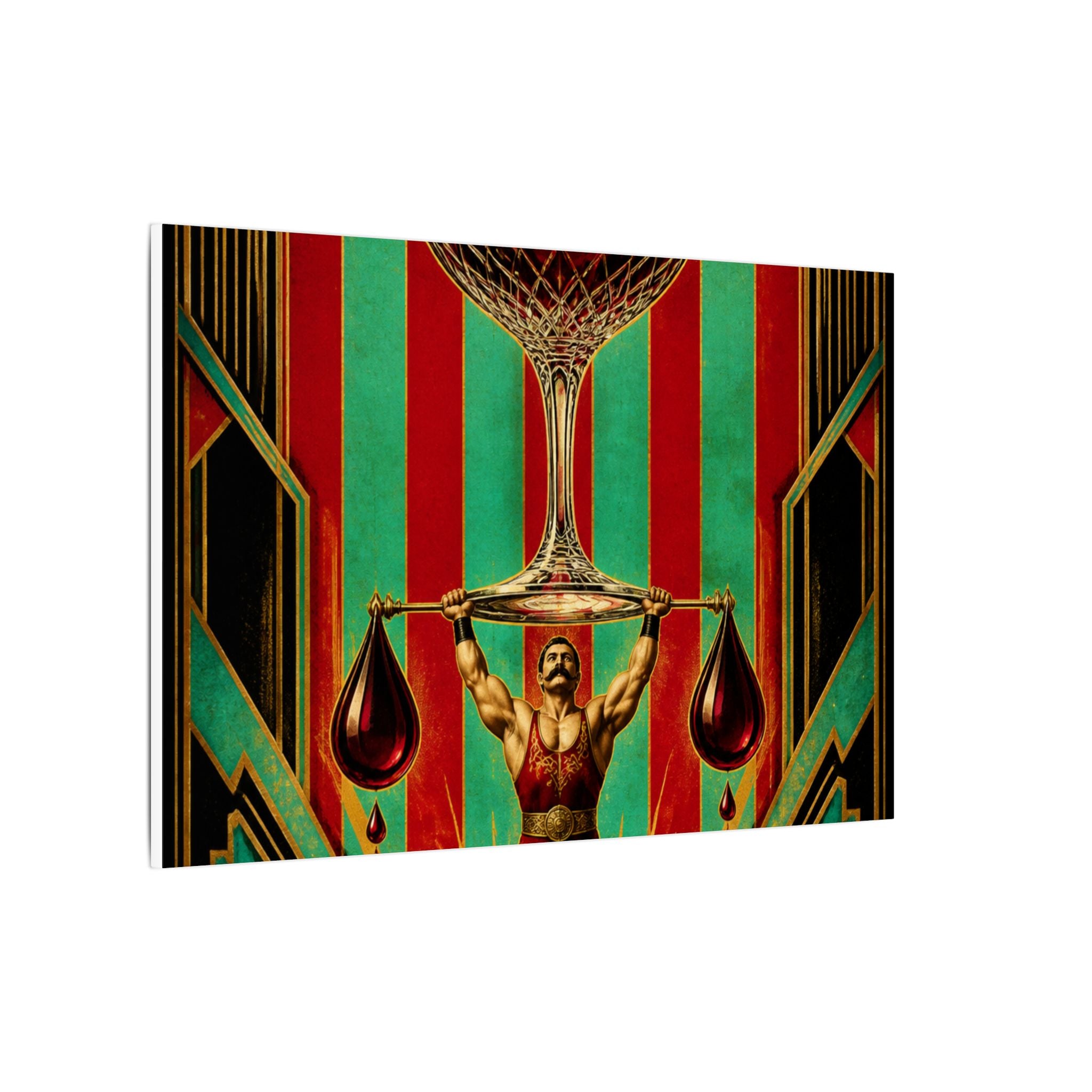 Wine Glass Strongman Wall Art Canvas 24×36 Art Deco Bar Area Decor Maximalist Print