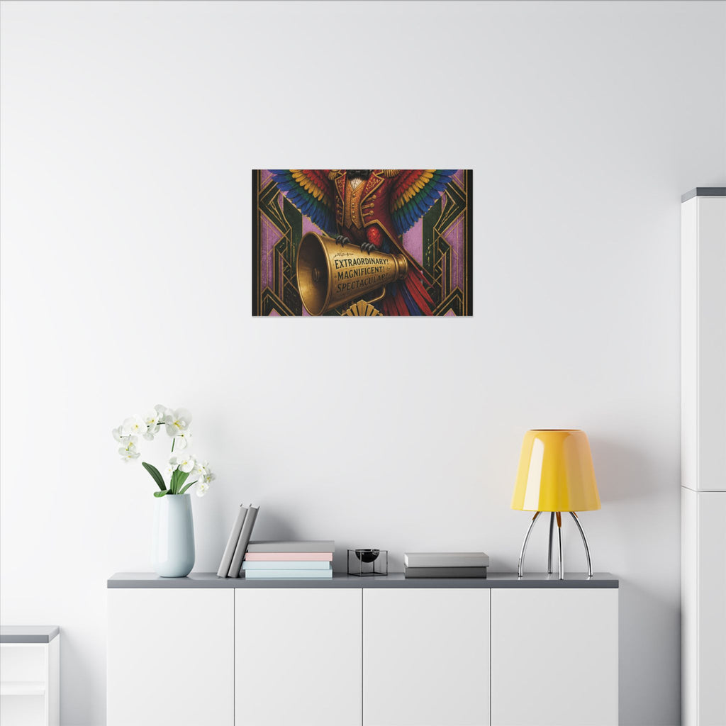 Parrot Ringmaster Wall Art Canvas 16×20 Art Deco Entryway Decor Maximalist Print