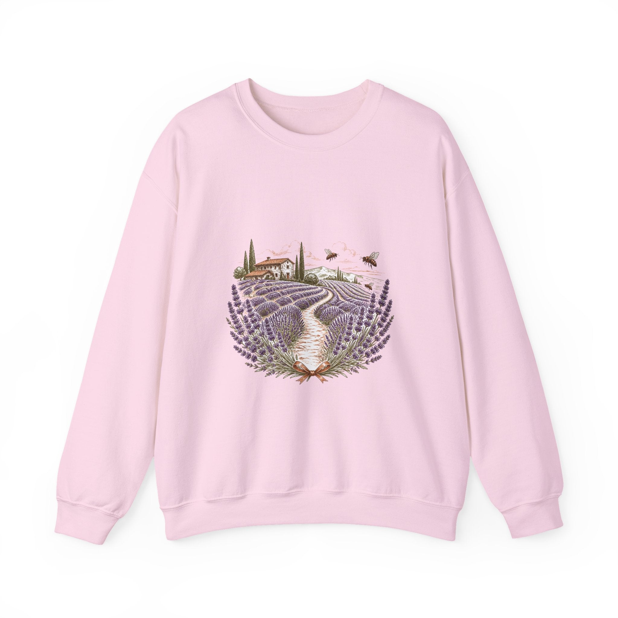 Matching Couple Sweatshirt - Lavender Fields & Canyon Matching Couple Premium Fleece Sweatshirt Hand-Drawn Art His Hers Anniversary Gift - Design A