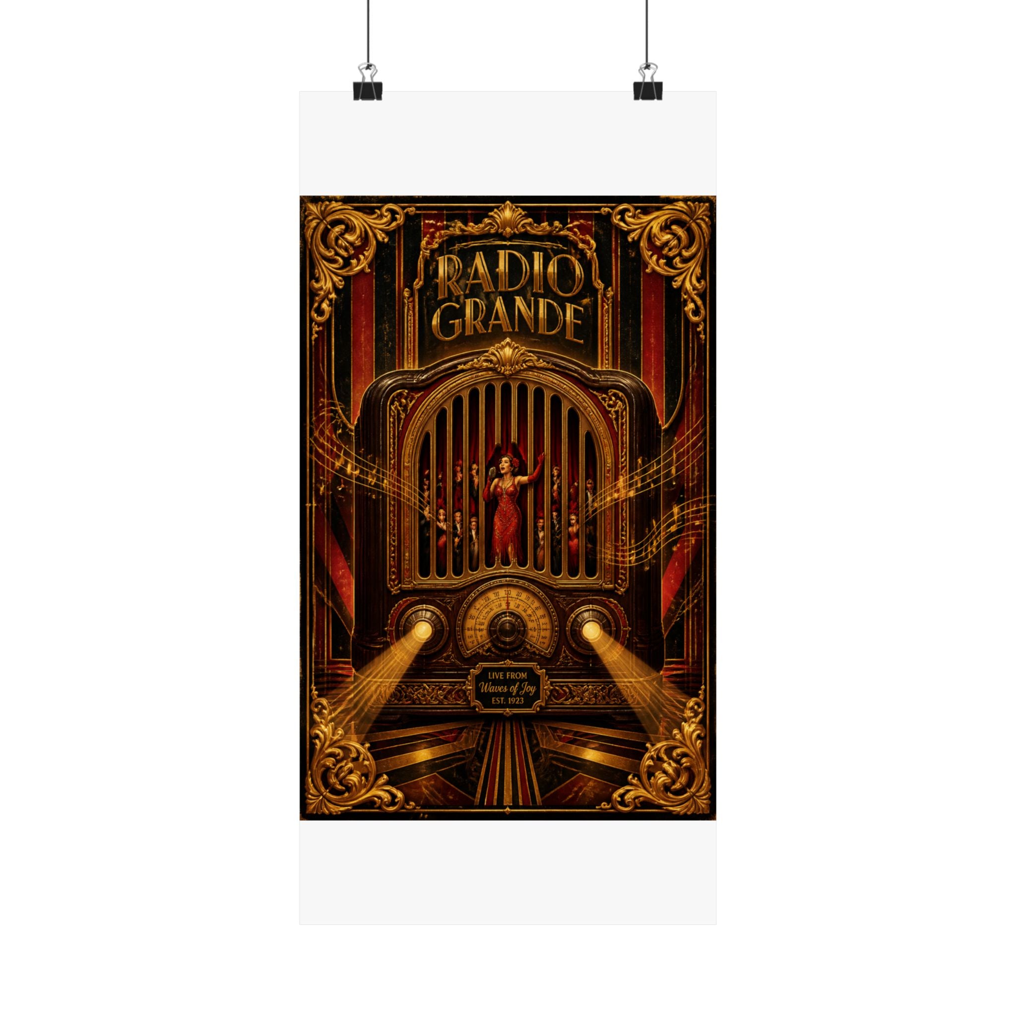 Vintage Radio Stage Wall Art Poster 18×24 Baroque Home Office Decor Maximalist Print