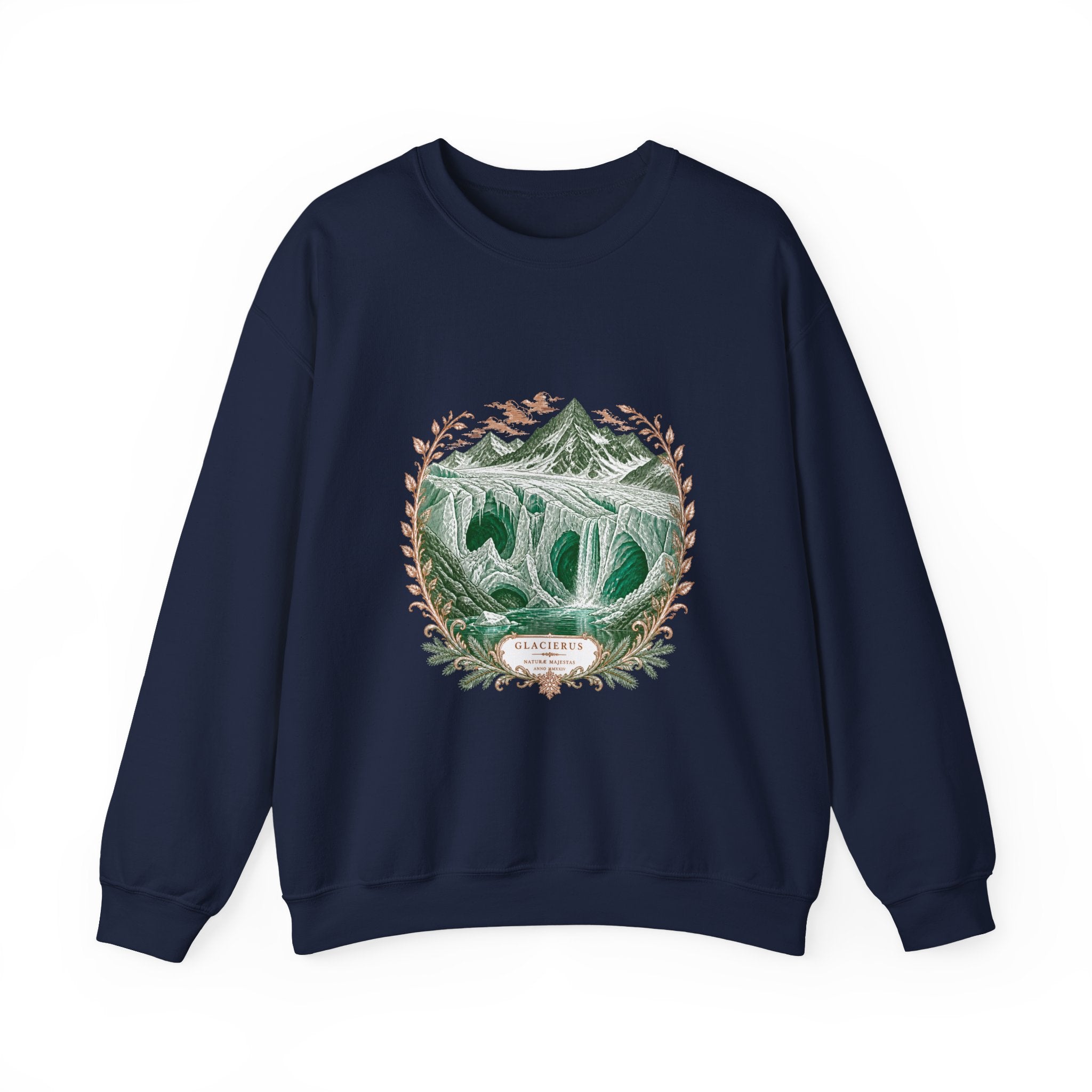 Matching Couple Sweatshirt - Volcano & Glacier Matching Couple Crewneck Sweatshirt Vintage Art His Hers Wedding Gift - Design B