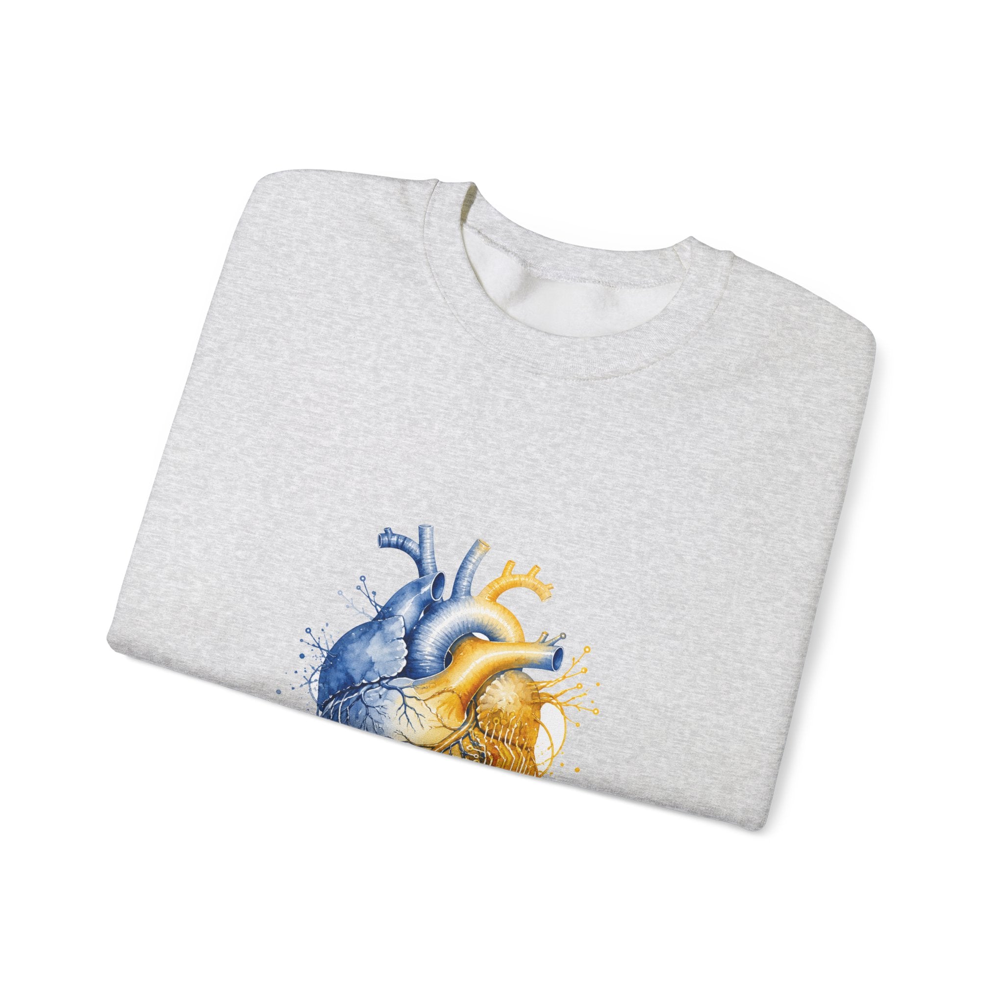 Matching Couple Sweatshirt - Robot & Heart Matching Couple Crewneck Sweatshirt Watercolor Art His Hers Engagement Gift - Design B