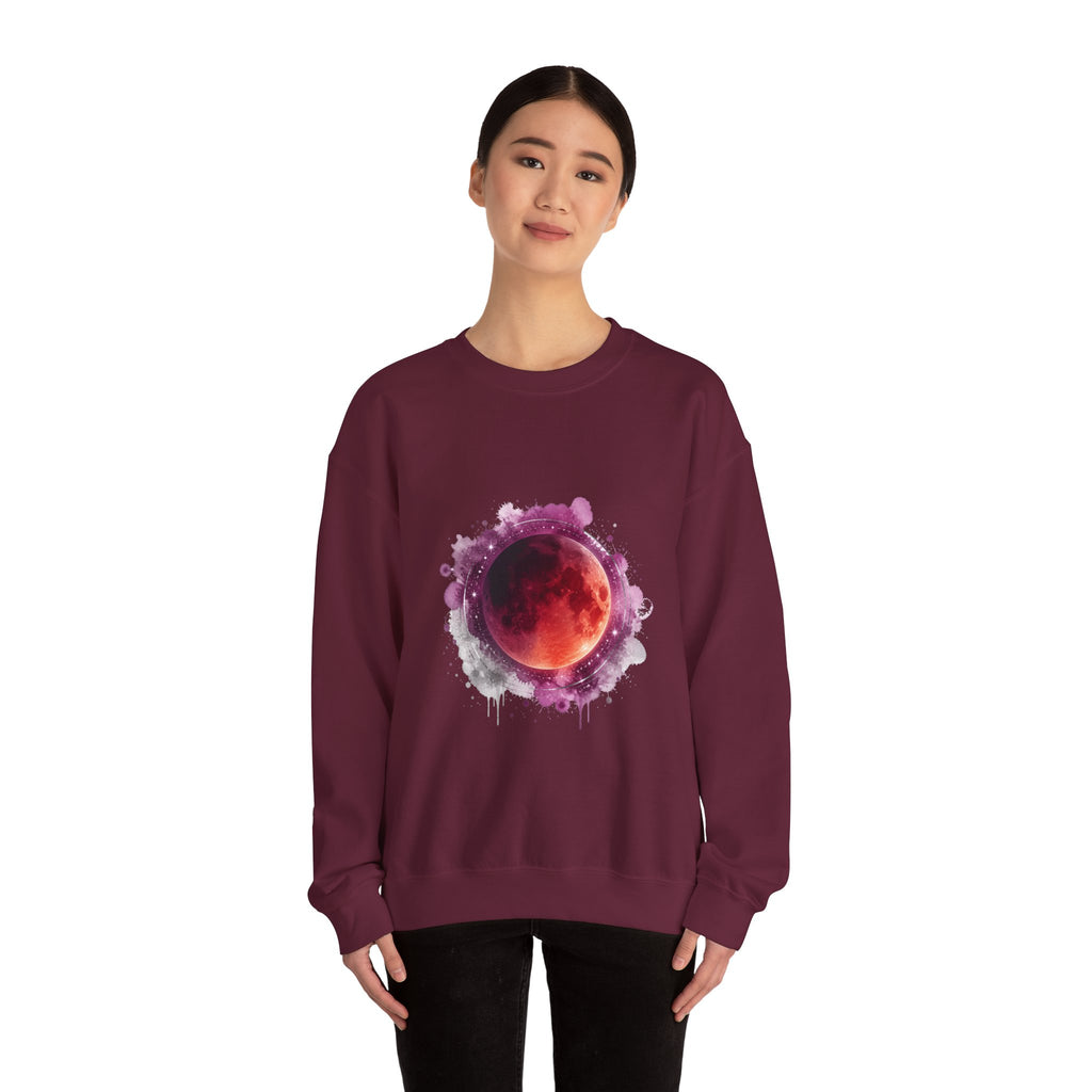Matching Couple Sweatshirt - Solar & Lunar Eclipse Matching Couple Premium Fleece Sweatshirt Watercolor Art His Hers Birthday Gift - Design B