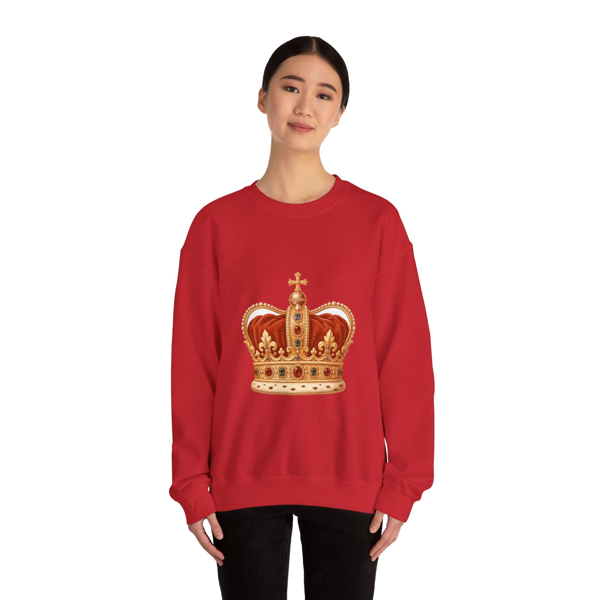 Matching Couple Sweatshirt - Crown & Shield Matching Couple Premium Fleece Sweatshirt Vintage Art His Hers Honeymoon Gift - Design A