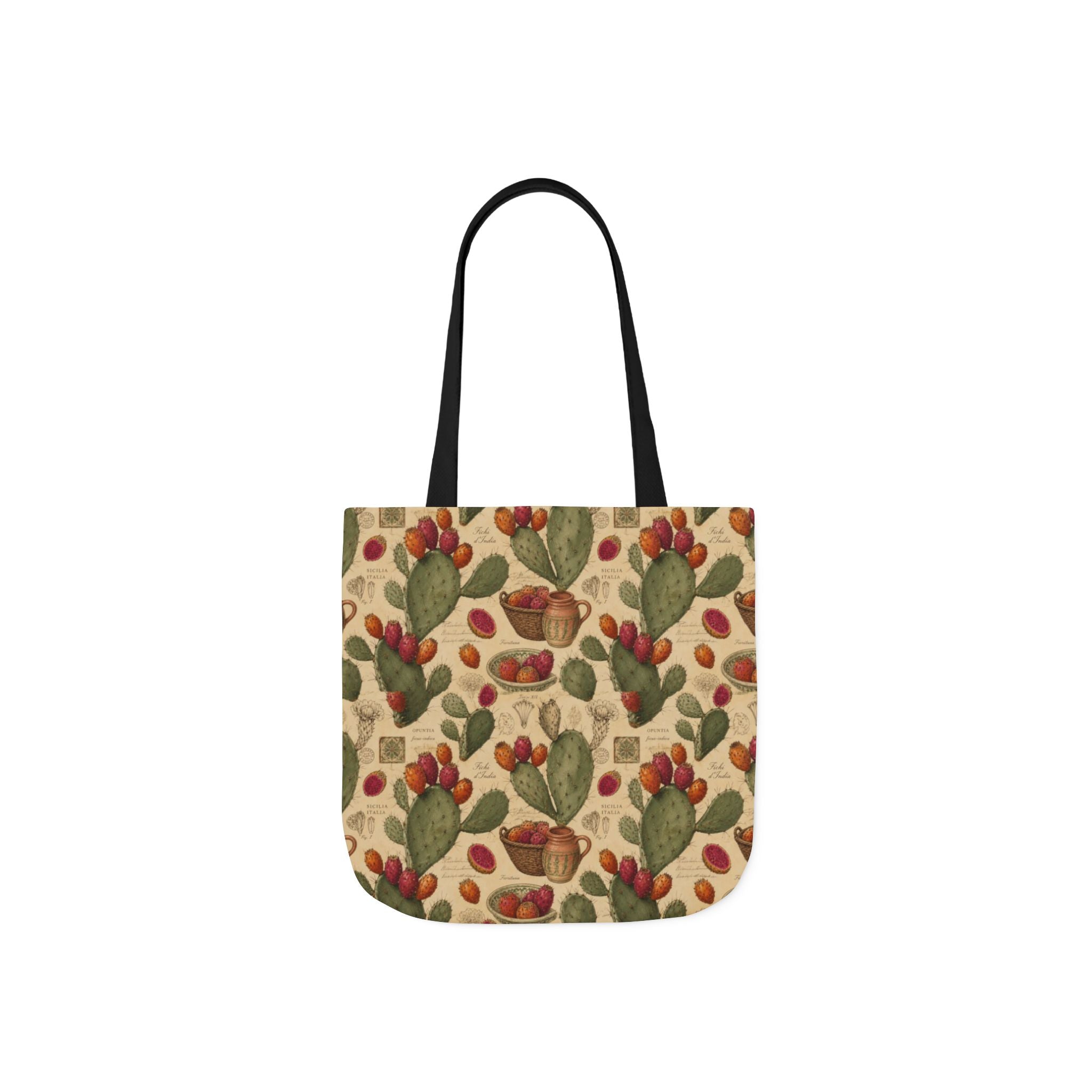 Prickly Pear Cactus Fruit Canvas Tote Bag Mediterranean Kitchen Botanical Design Italian Cottagecore Gift