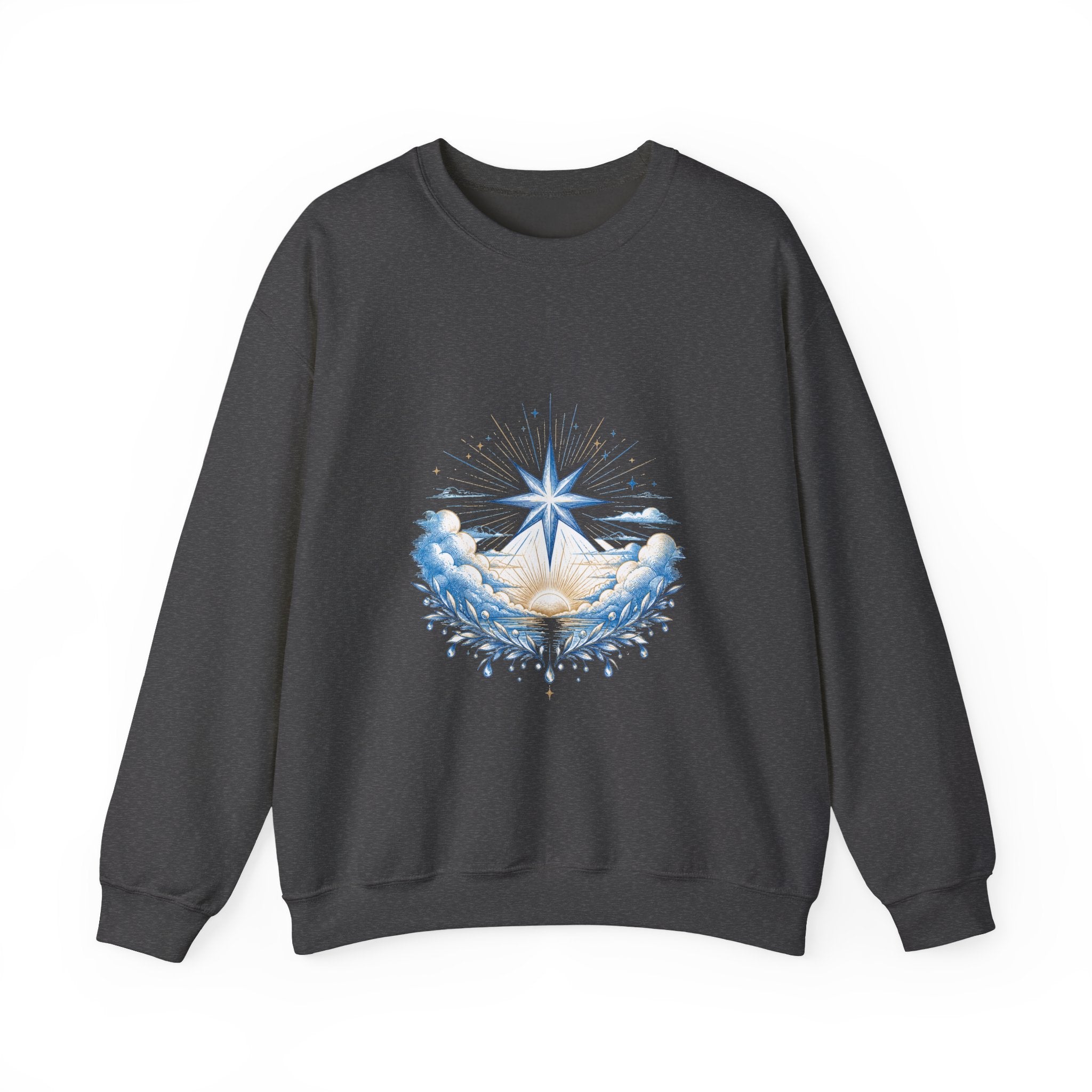 Matching Couple Sweatshirt - Evening & Morning Star Matching Couple Comfort Colors Crew Hand-Drawn Art His Hers Anniversary Gift - Design B