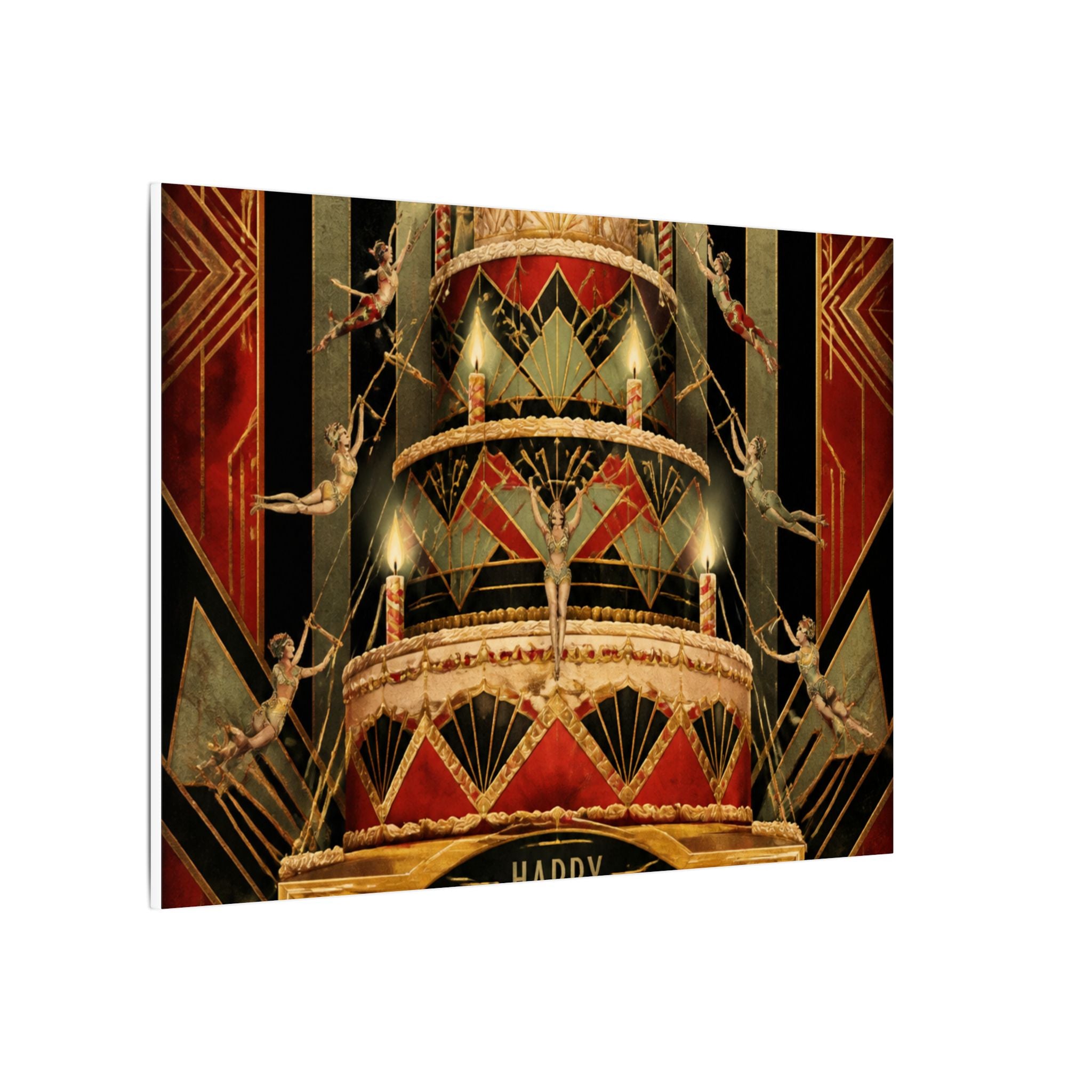 Birthday Cake Trapeze Wall Art Canvas 24×36 Art Deco Bar Area Decor Maximalist Print