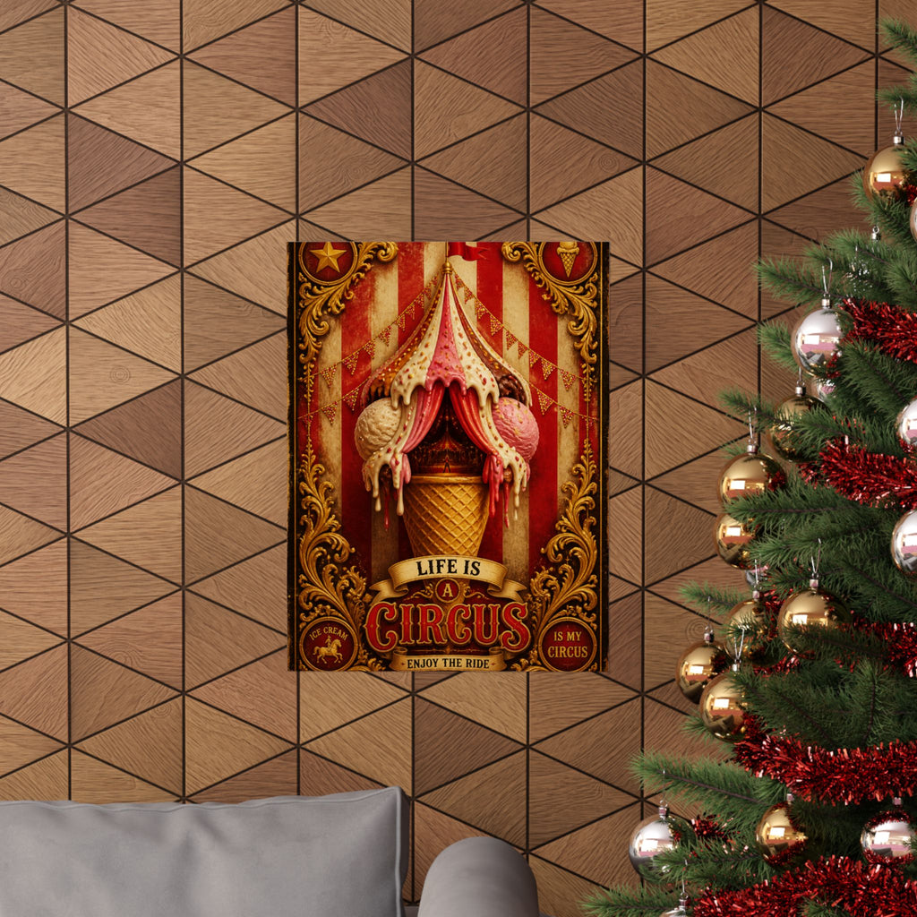 Ice Cream Cone Circus Tent Wall Art Poster 18×24 Baroque Home Office Decor Maximalist Print
