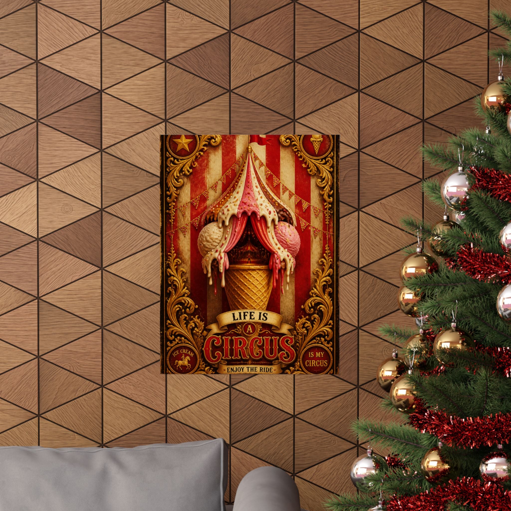 Ice Cream Cone Circus Tent Wall Art Poster 18×24 Baroque Home Office Decor Maximalist Print