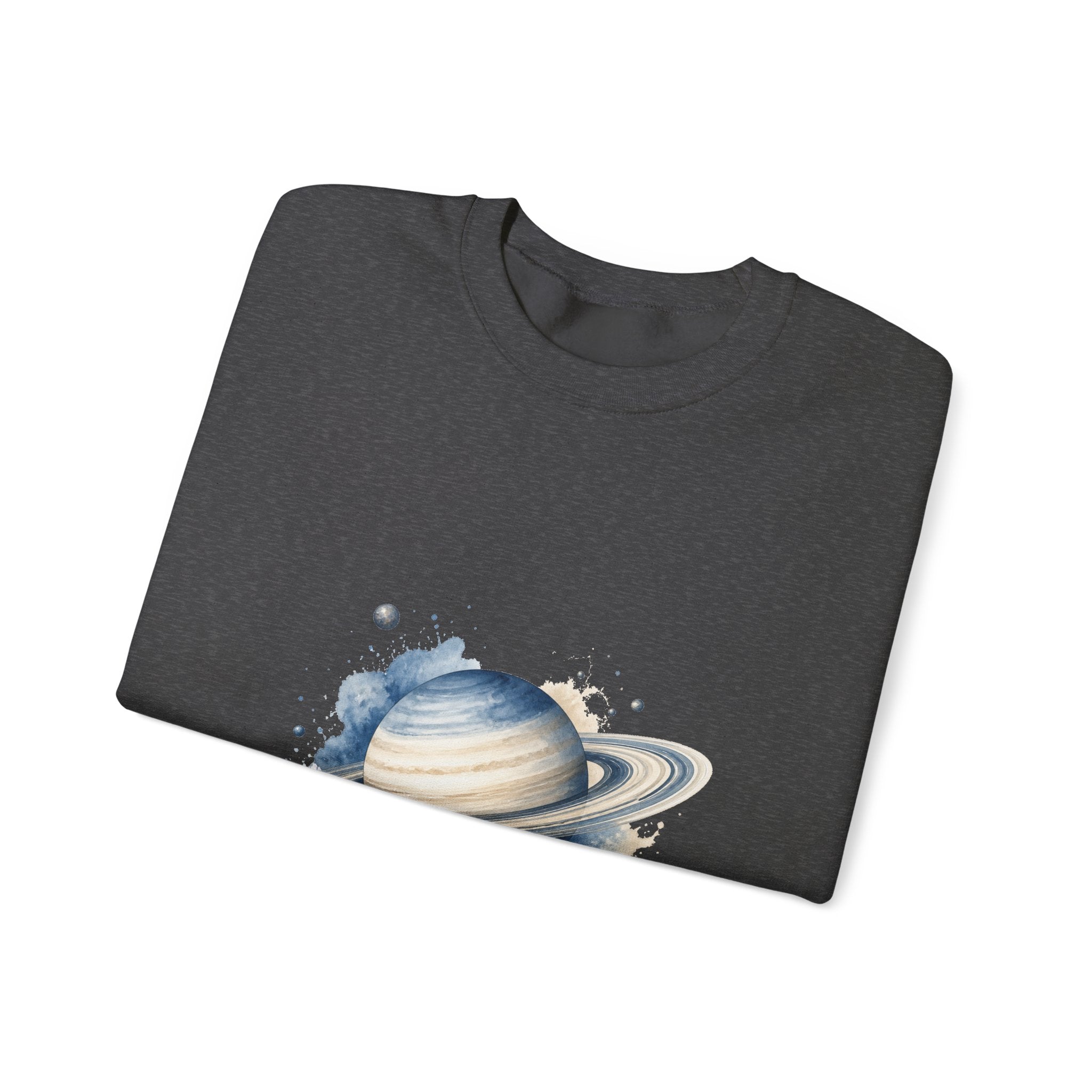 Matching Couple Sweatshirt - Saturn & Jupiter Matching Couple Crewneck Sweatshirt Watercolor Art His Hers Engagement Gift - Design A