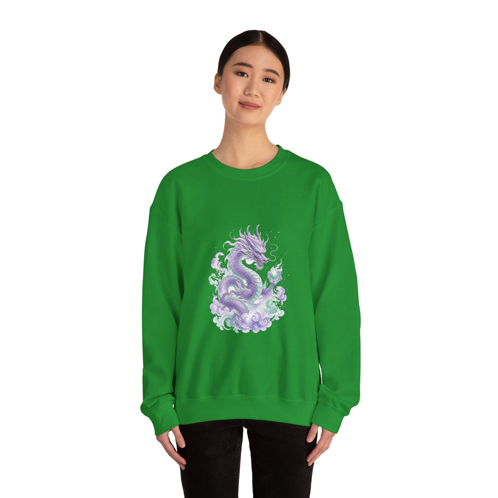 Matching Couple Sweatshirt - Dragon & Phoenix Matching Couple Crewneck Sweatshirt Watercolor Art His Hers Engagement Gift - Design A