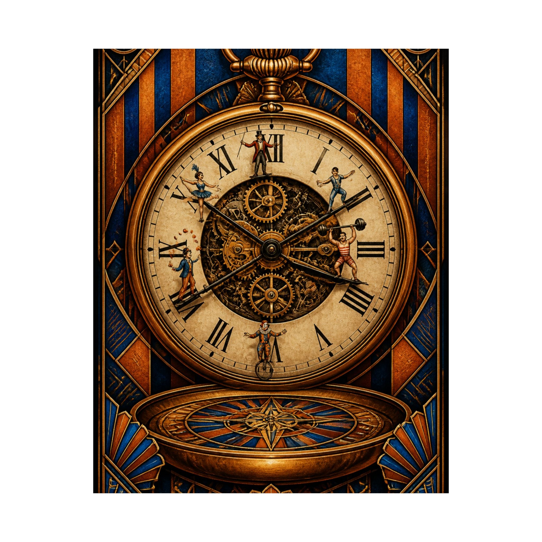Pocket Watch Performers Wall Art Poster 18×24 Art Deco Entryway Decor Maximalist Print