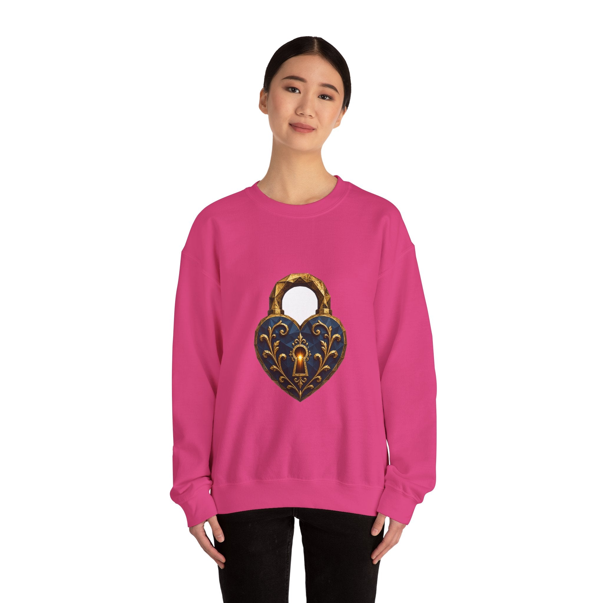 Matching Couple Sweatshirt - Key & Lock Matching Couple Premium Fleece Sweatshirt Geometric Art His Hers Love Gift - Design B