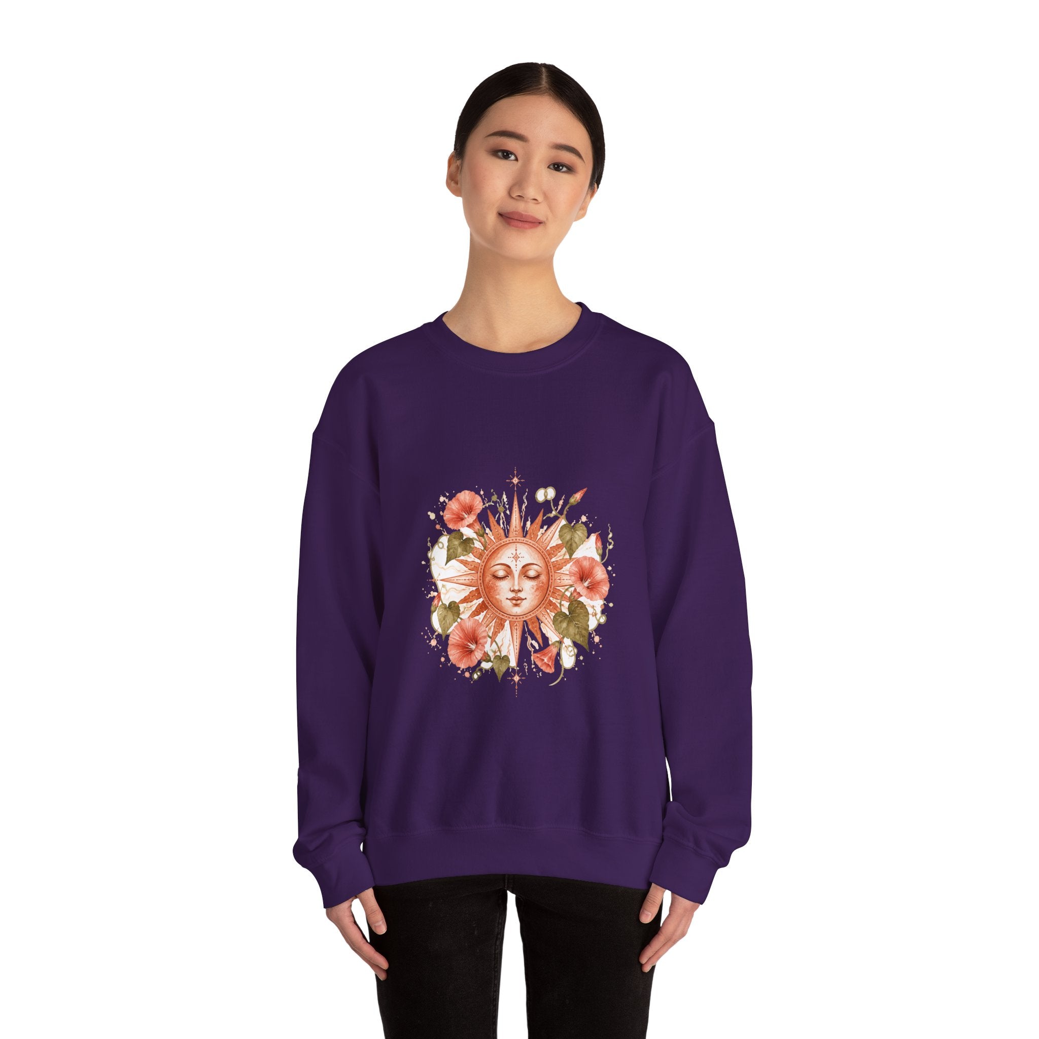 Matching Couple Sweatshirt - Sun & Moon Matching Couple Comfort Colors Crew Watercolor Art His Hers Birthday Gift - Design B