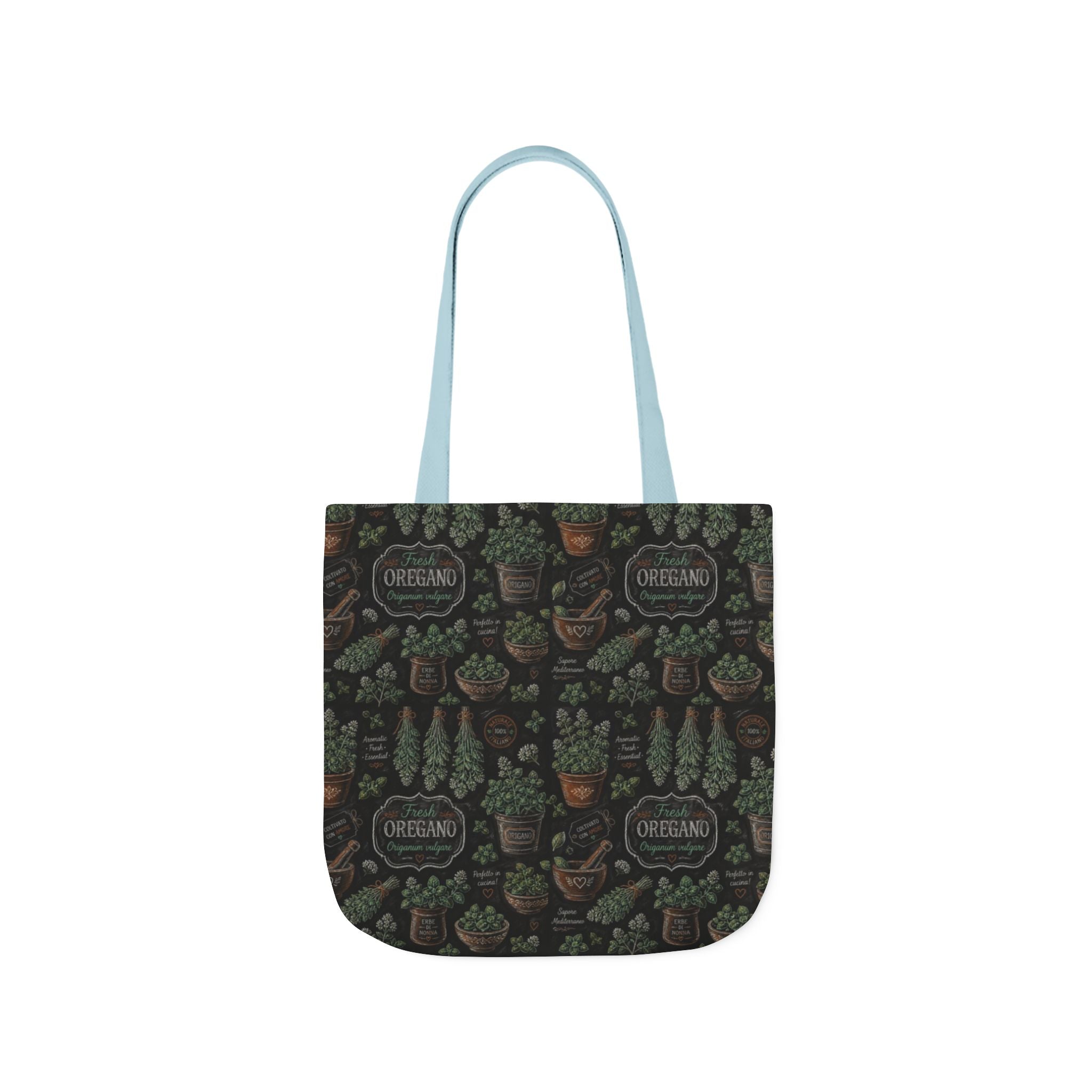 Oregano Sprigs Canvas Tote Bag Mediterranean Kitchen Chalk Art Design Italian Cottagecore Gift