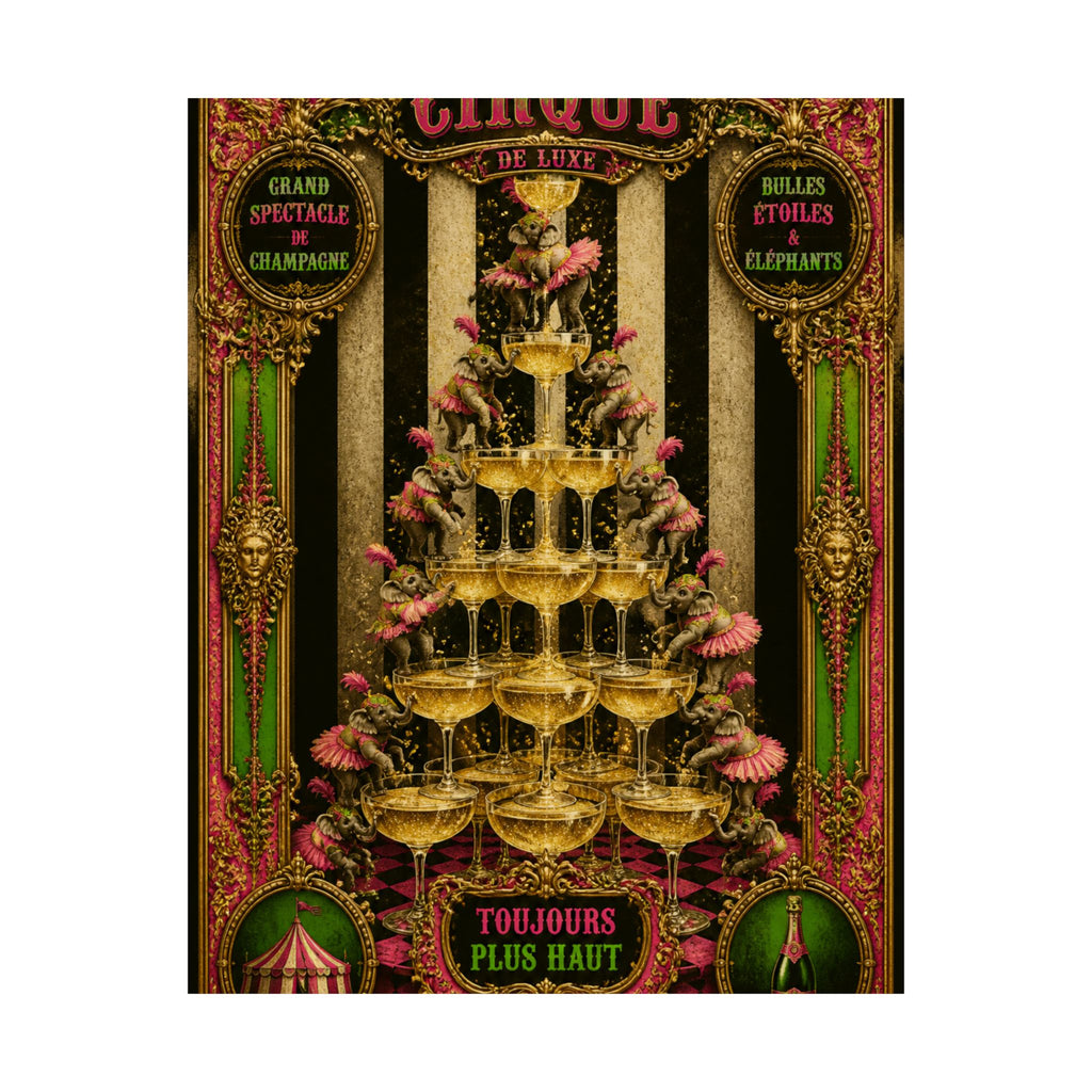 Champagne Tower Elephants Wall Art Poster 18×24 Baroque Home Office Decor Maximalist Print