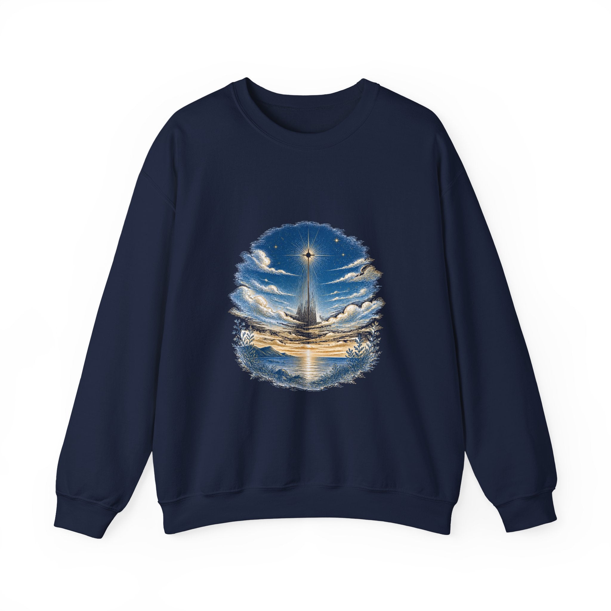 Matching Couple Sweatshirt - Evening & Morning Star Matching Couple Comfort Colors Crew Hand-Drawn Art His Hers Anniversary Gift - Design A
