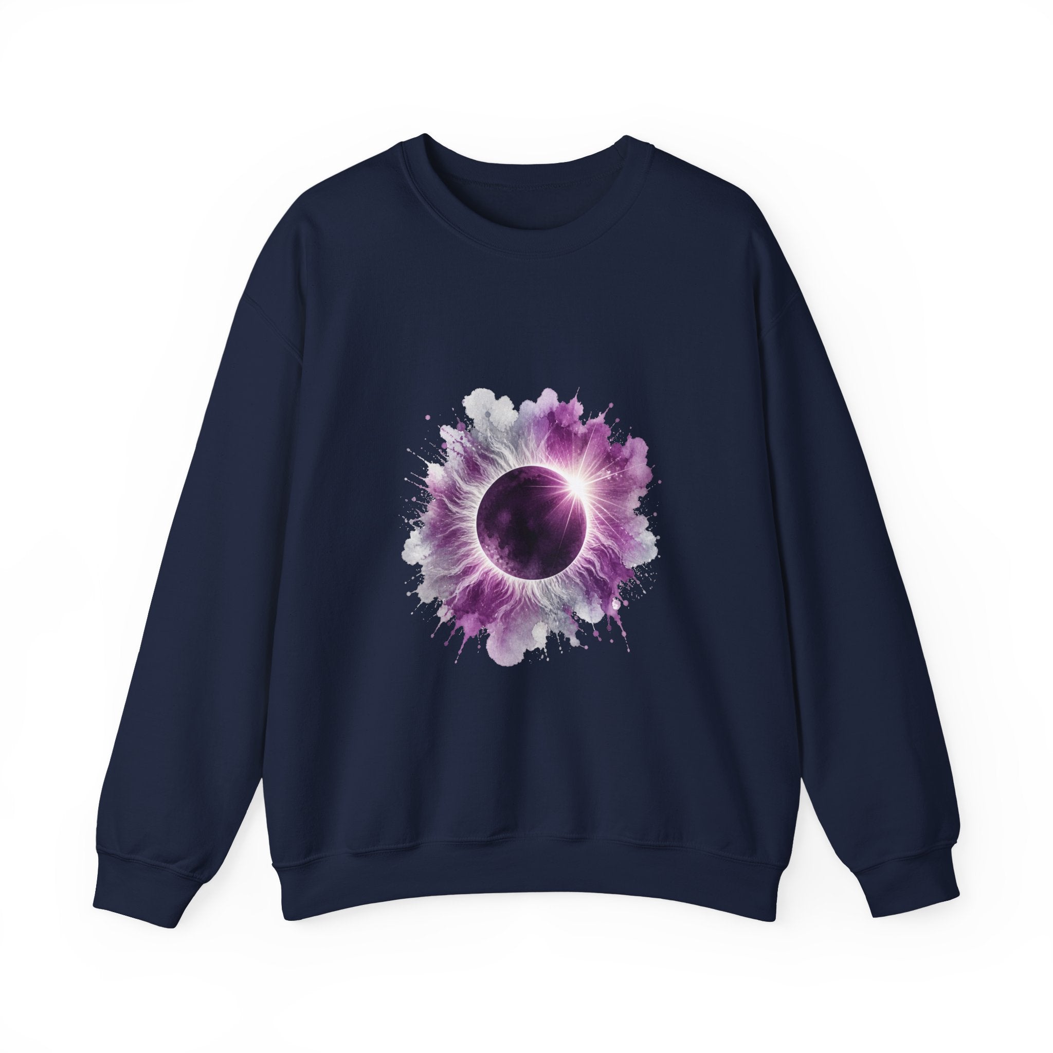 Matching Couple Sweatshirt - Solar & Lunar Eclipse Matching Couple Premium Fleece Sweatshirt Watercolor Art His Hers Birthday Gift - Design A