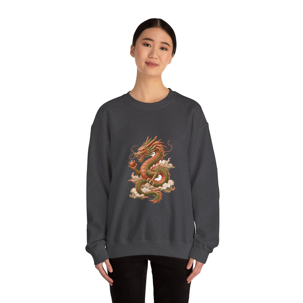 Matching Couple Sweatshirt - Dragon & Phoenix Matching Couple Comfort Colors Crew Geometric Art His Hers Love Gift - Design A