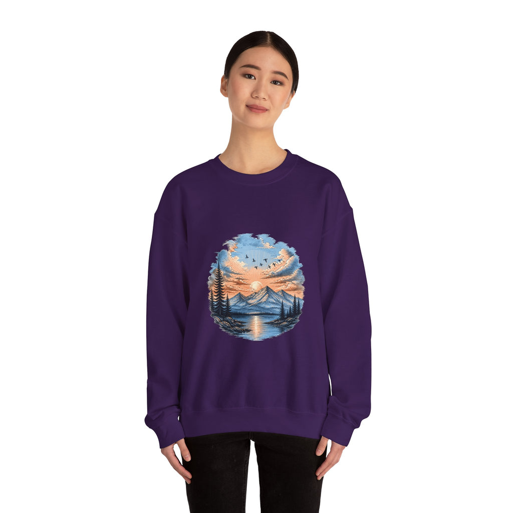 Matching Couple Sweatshirt - Sunrise & Sunset Matching Couple Crewneck Sweatshirt Hand-Drawn Art His Hers Best Friend Gift - Design B