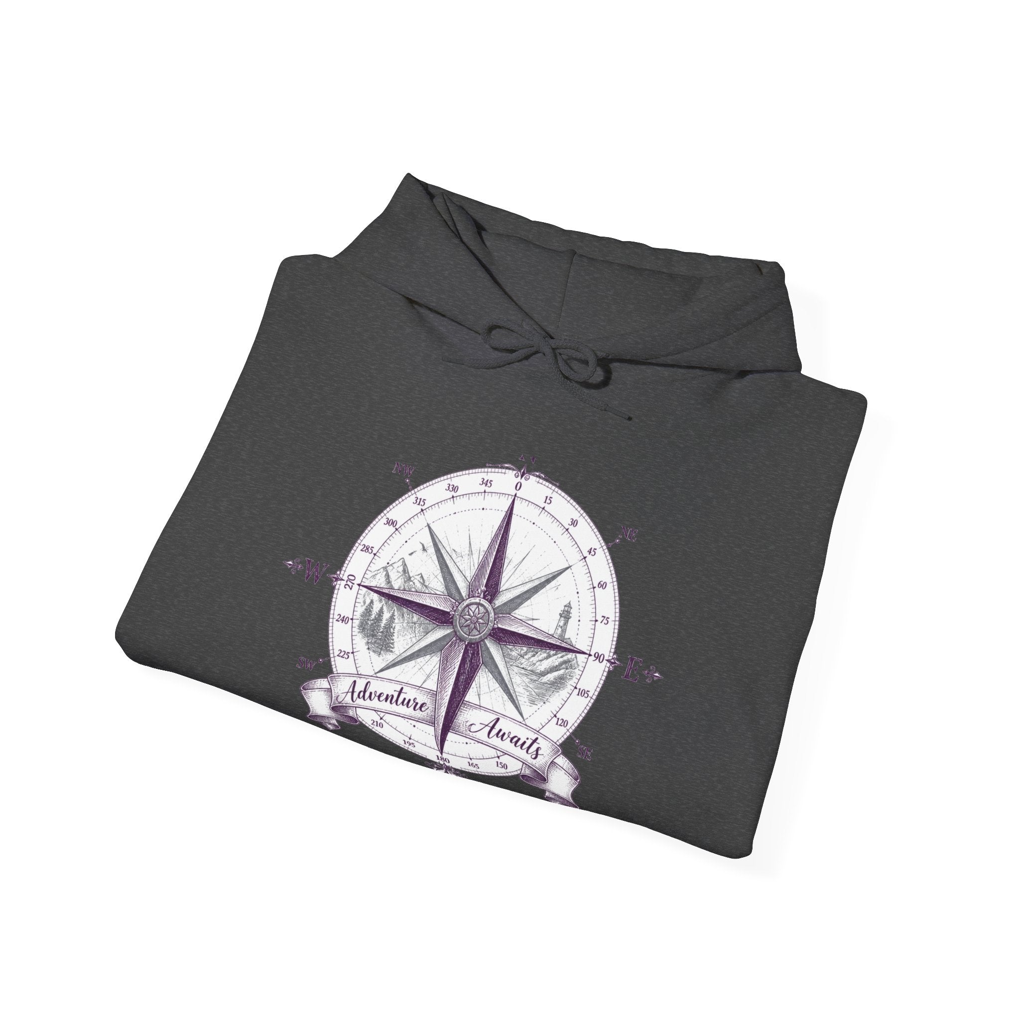 Matching Couple Sweatshirt - Compass North & South Matching Couple Hooded Sweatshirt Hand-Drawn Art His Hers Best Friend Gift - Design B