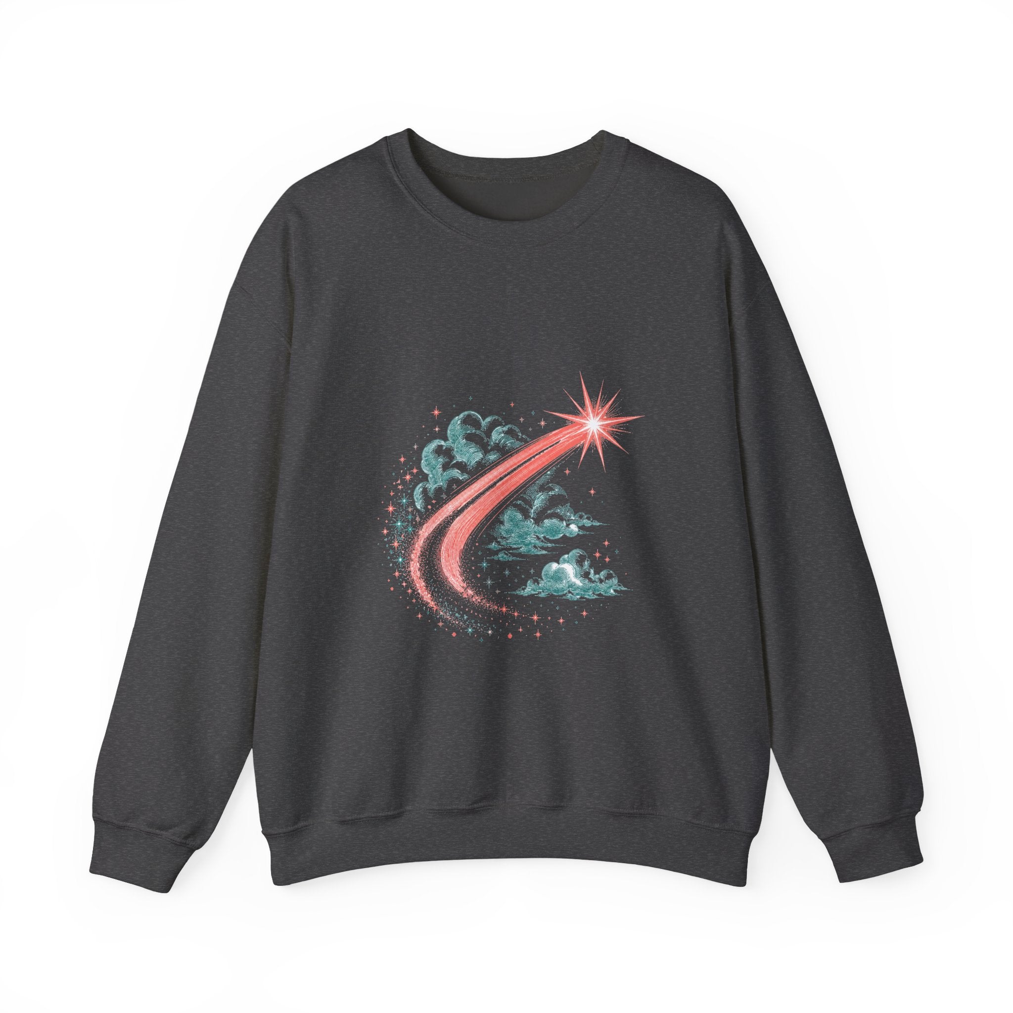 Matching Couple Sweatshirt - Shooting Star & North Star Matching Couple Premium Fleece Sweatshirt Vintage Art His Hers Honeymoon Gift - Design A