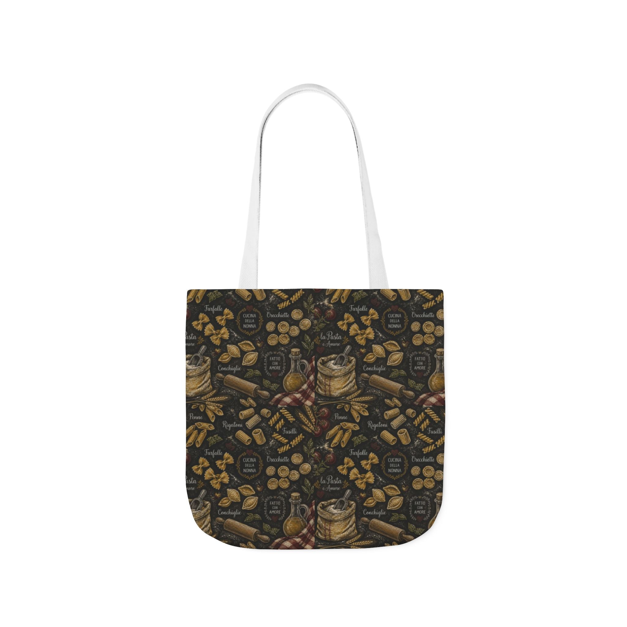 Italian Pasta Shapes Canvas Tote Bag Mediterranean Kitchen Chalk Art Design Italian Cottagecore Gift