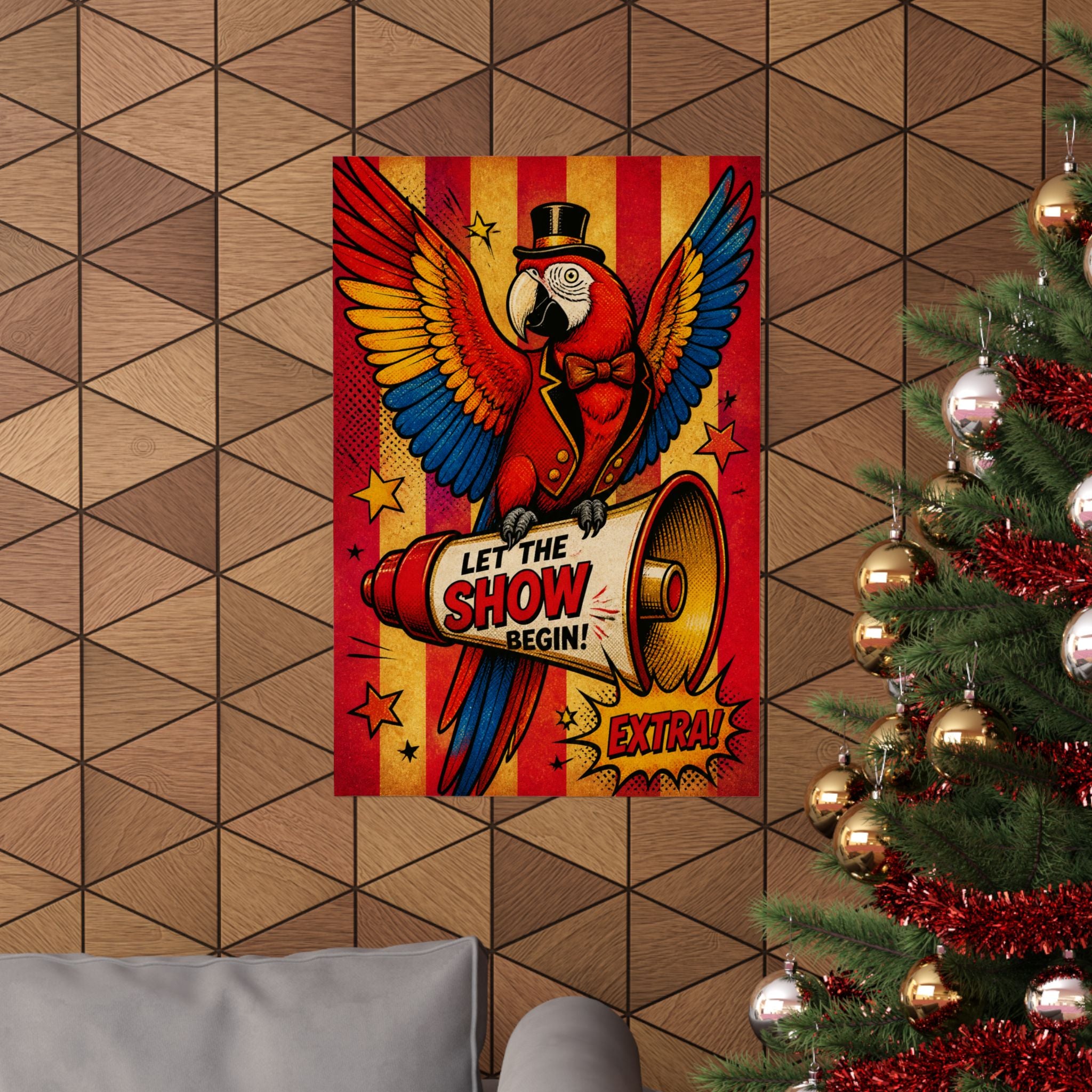 Parrot Ringmaster Wall Art Poster 24×36 Pop Art Restaurant Decor Maximalist Print